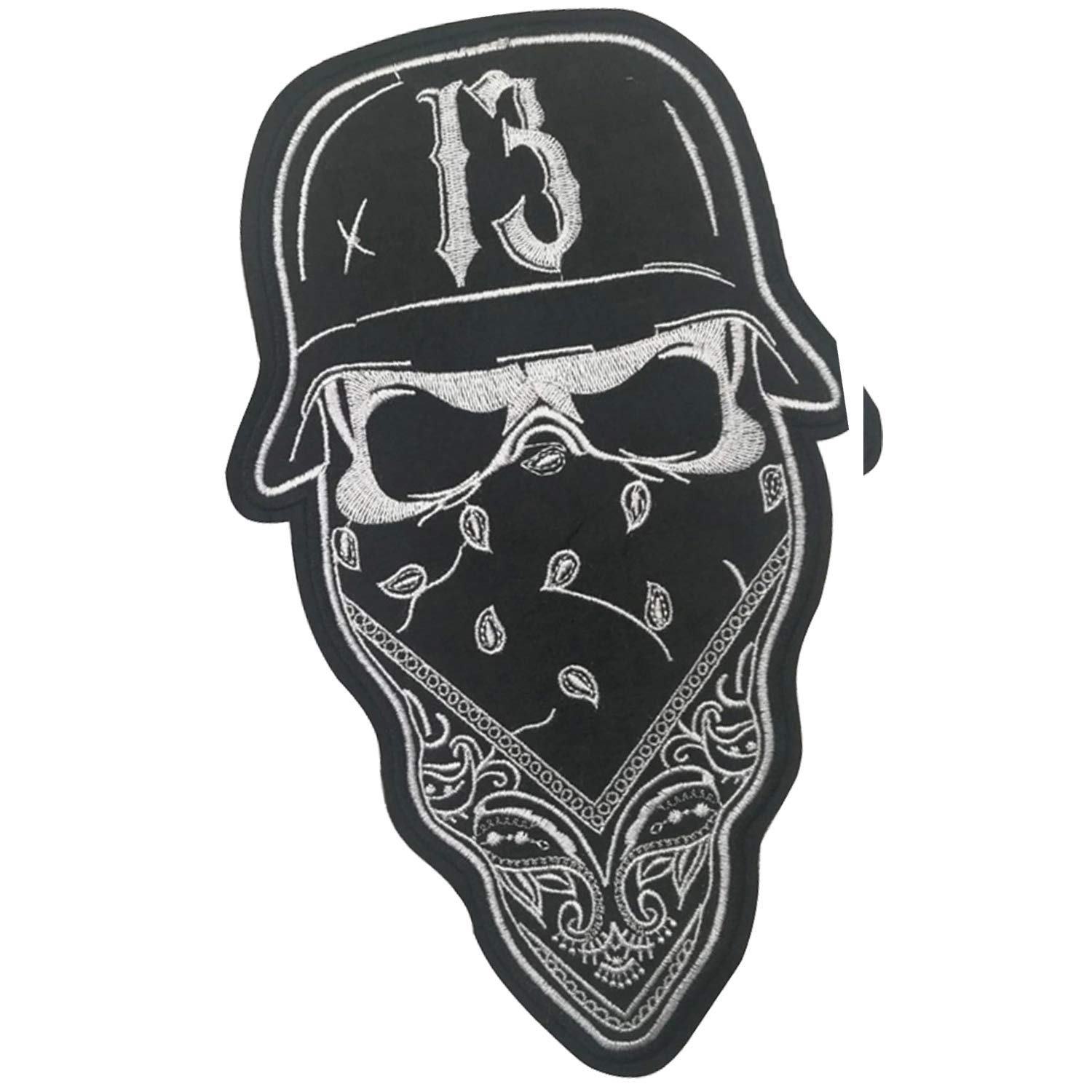 Motorcycle Biker Style Large Embroidered Patch Applique - Cool Skull 13 for Clothing MC Vest Jackets Backpacks 10.3 x 6.2inch Bubble 2 Pieces - Image 8