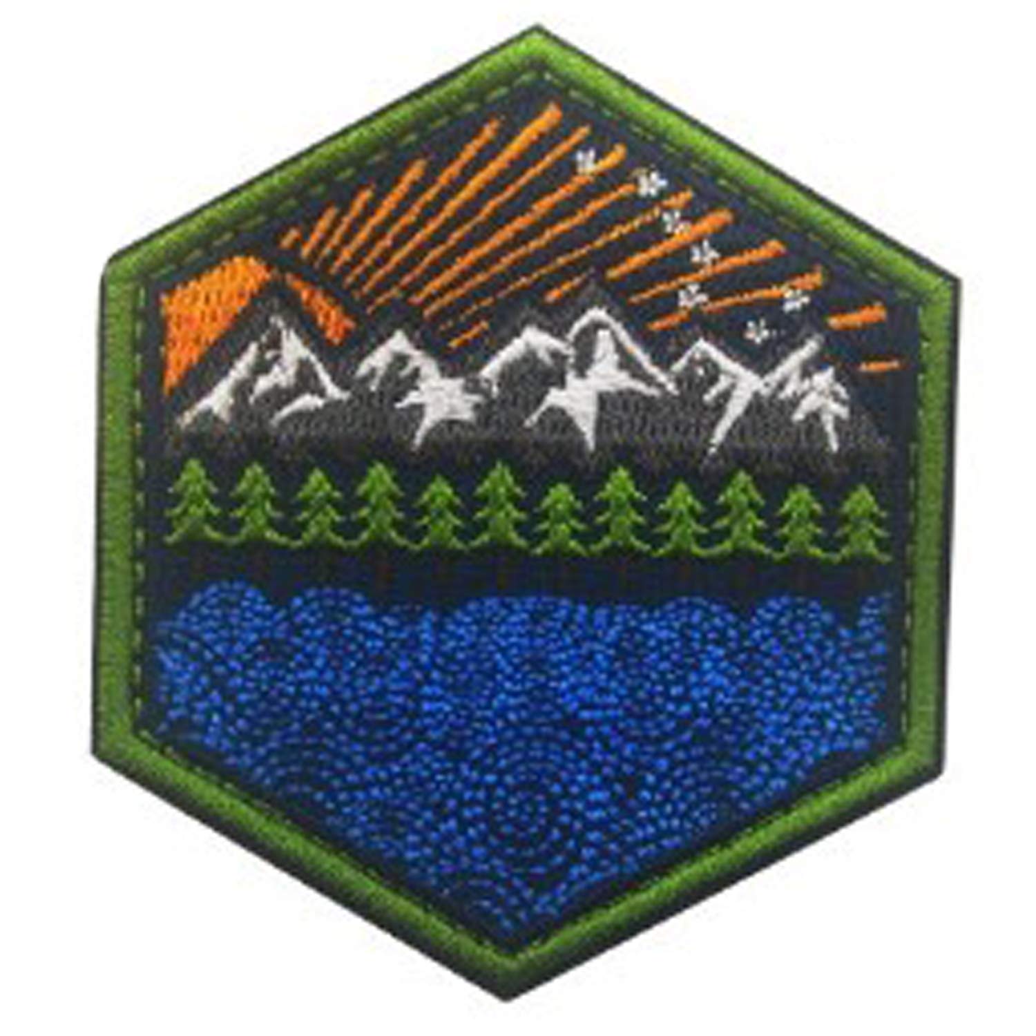 Mountains Nature Outdoor Adventure Explorer Souvenir Travel Vacation Embroidered Patch - Hiking, Camping Clothes Patches Emblem Applique Badge with Hook and Loop Backing for Jeans, Jackets, 2pcs - Image 2
