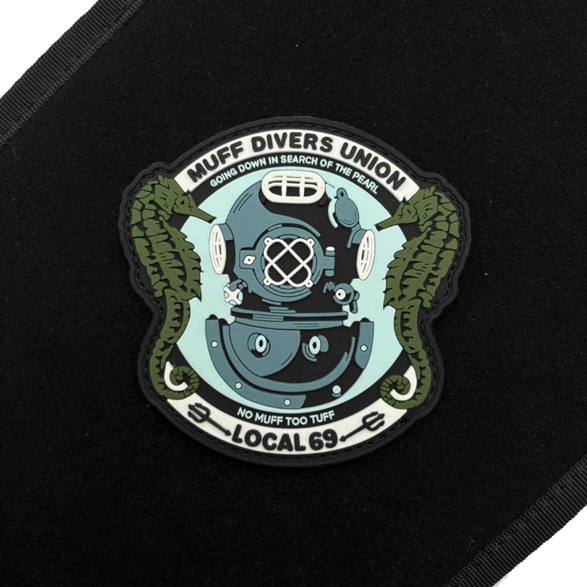Muff Divers Union Local 69 PVC Morale Patch, Glow in Dark, Hook and Loop Backing, 3.54 Inch Tactical Badge for Backpacks and Military Gear - Image 3