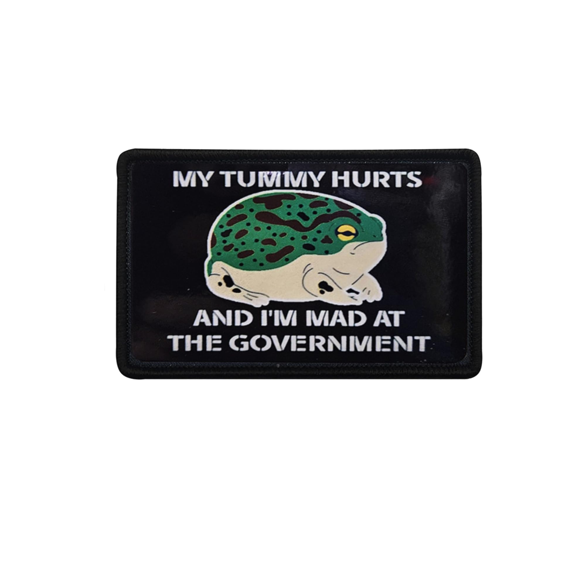 My Tummy Hurts I'm Mad At The Government Frog Printed Patches, Hook and Loop Backing, Embroidered Edge, 3.15 x 1.97 Inch, Black - Image 7