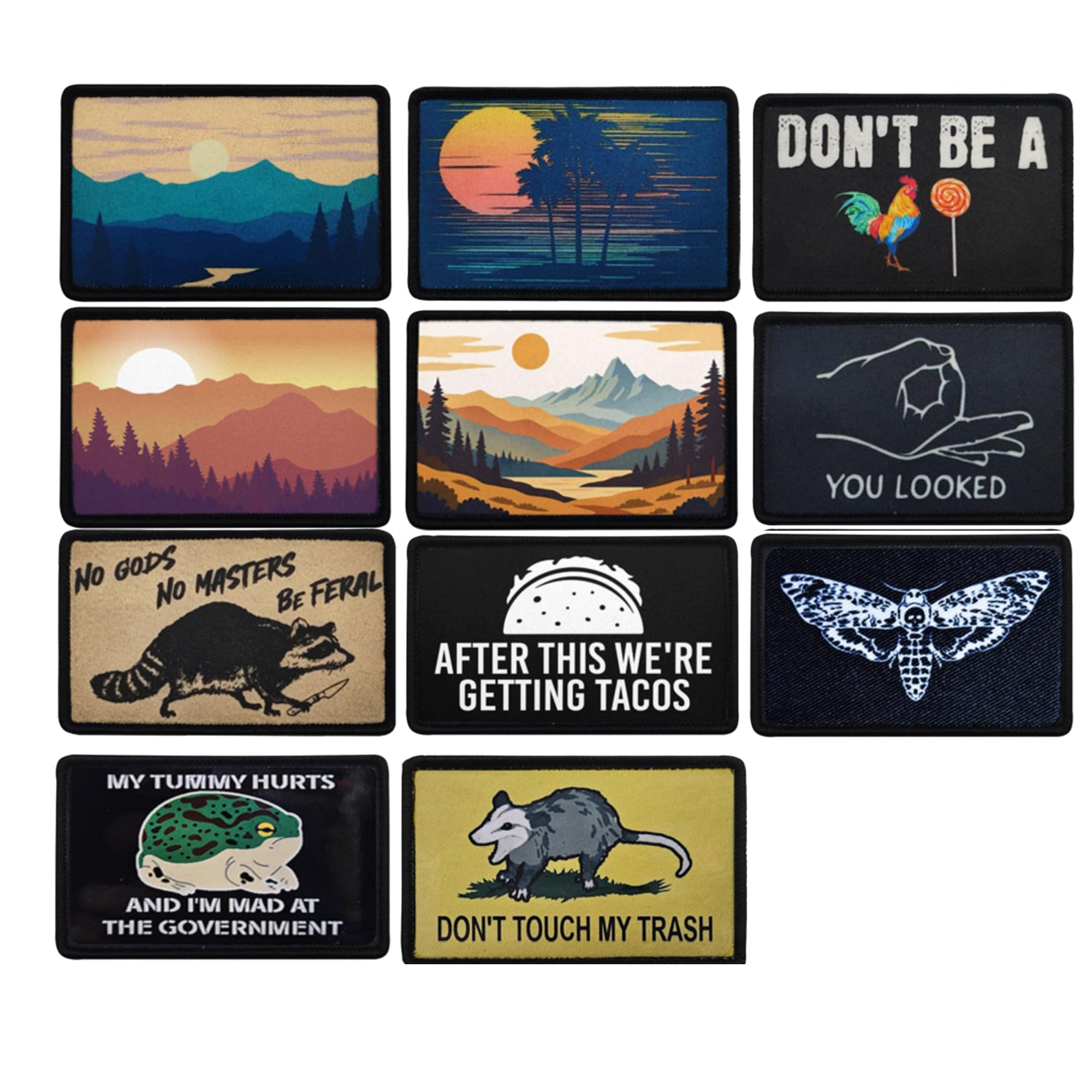 My Tummy Hurts I'm Mad At The Government Frog Printed Patches, Hook and Loop Backing, Embroidered Edge, 3.15 x 1.97 Inch, Black - Image 8