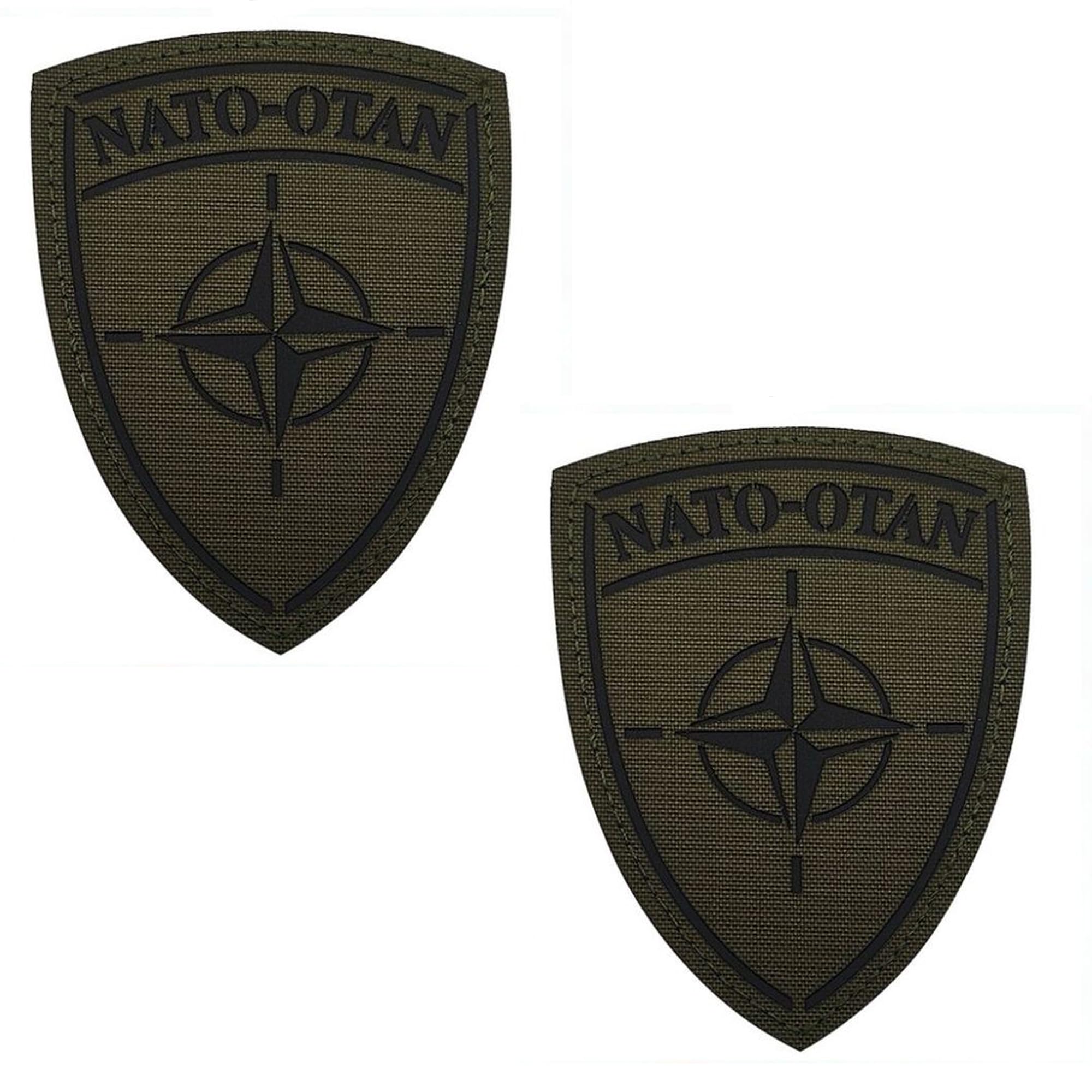 NATO OTAN NRF Camouflage Morale Patches, IR Infrared Reflective Tactical Fishing Club Arm Patch, Military Armband Badges Emblem Appliques with Hook Fastener Backing, 2.76 x 3.74Inch