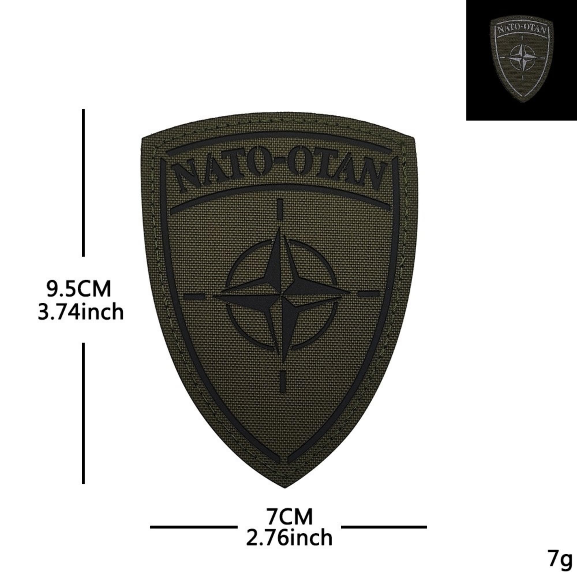 NATO OTAN NRF Camouflage Morale Patches, IR Infrared Reflective Tactical Fishing Club Arm Patch, Military Armband Badges Emblem Appliques with Hook Fastener Backing, 2.76 x 3.74Inch - Image 2