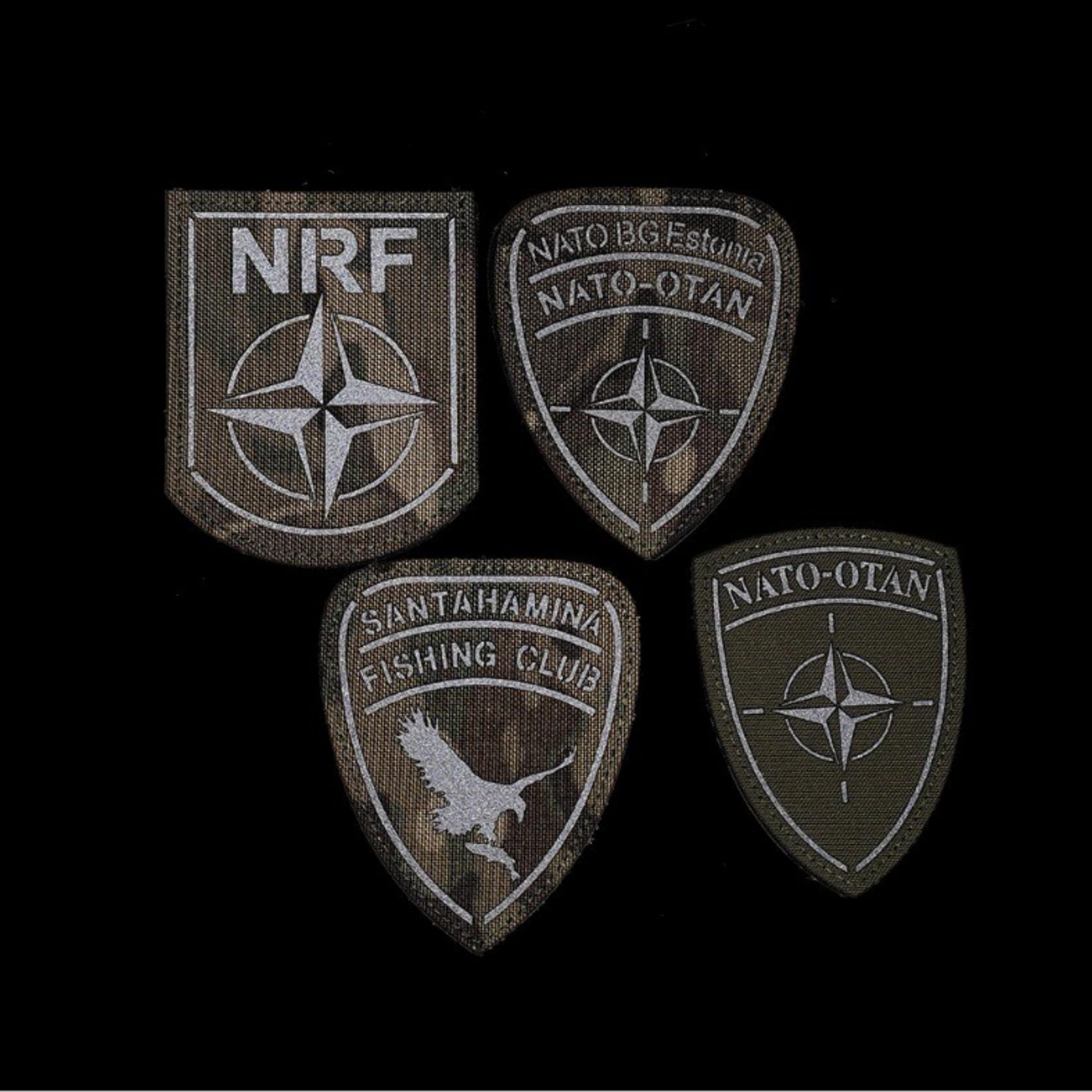 NATO OTAN NRF Camouflage Morale Patches, IR Infrared Reflective Tactical Fishing Club Arm Patch, Military Armband Badges Emblem Appliques with Hook Fastener Backing, 2.76 x 3.74Inch - Image 4