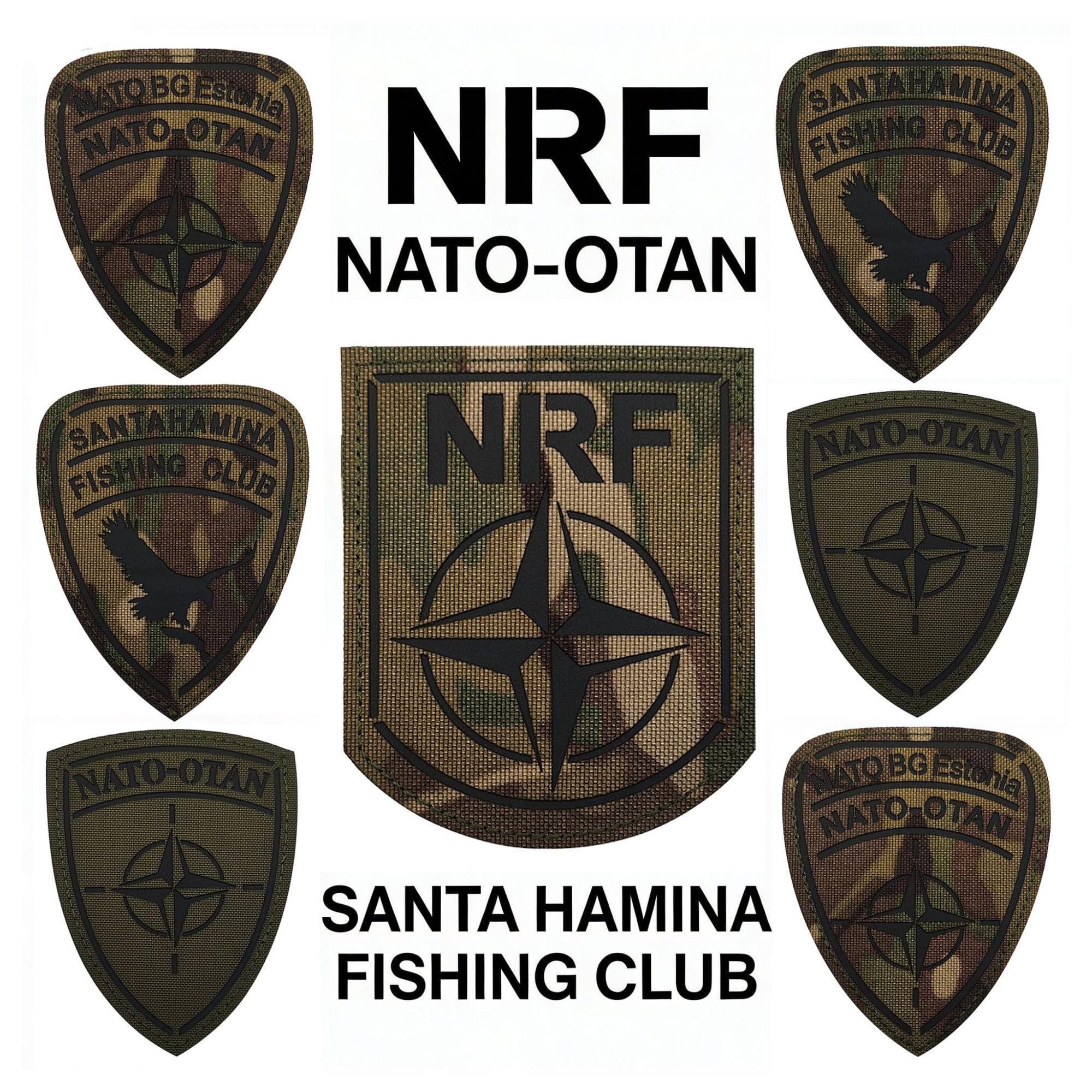 NATO OTAN NRF Camouflage Morale Patches, IR Infrared Reflective Tactical Fishing Club Arm Patch, Military Armband Badges Emblem Appliques with Hook Fastener Backing, 2.76 x 3.74Inch - Image 5