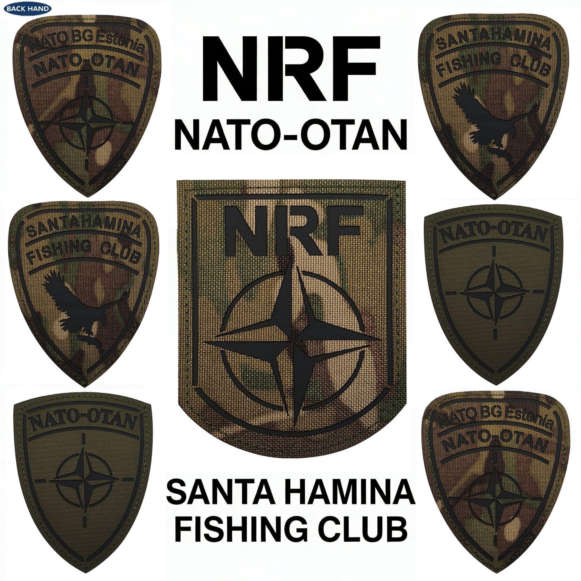 NATO OTAN NRF Camouflage Morale Patches, IR Infrared Reflective Tactical Fishing Club Arm Patch, Military Armband Badges Emblem Appliques with Hook Fastener Backing, 2.76 x 3.74Inch - Image 6