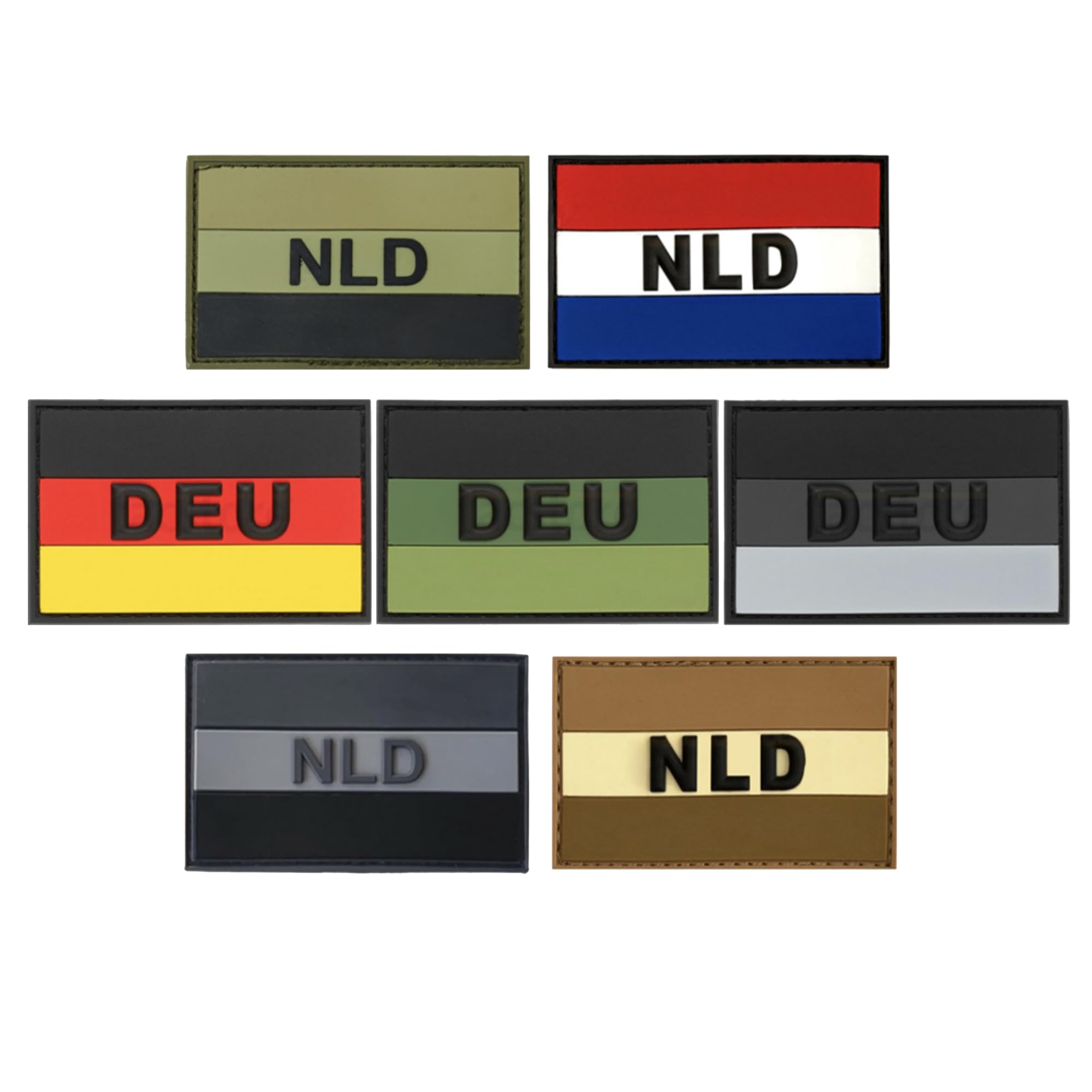 Netherlands Flag PVC Morale Patches, 3.15 x 1.97 Inch, NLD Design, Hook and Loop Backing, Black and Gray, 2-Pack - Image 4