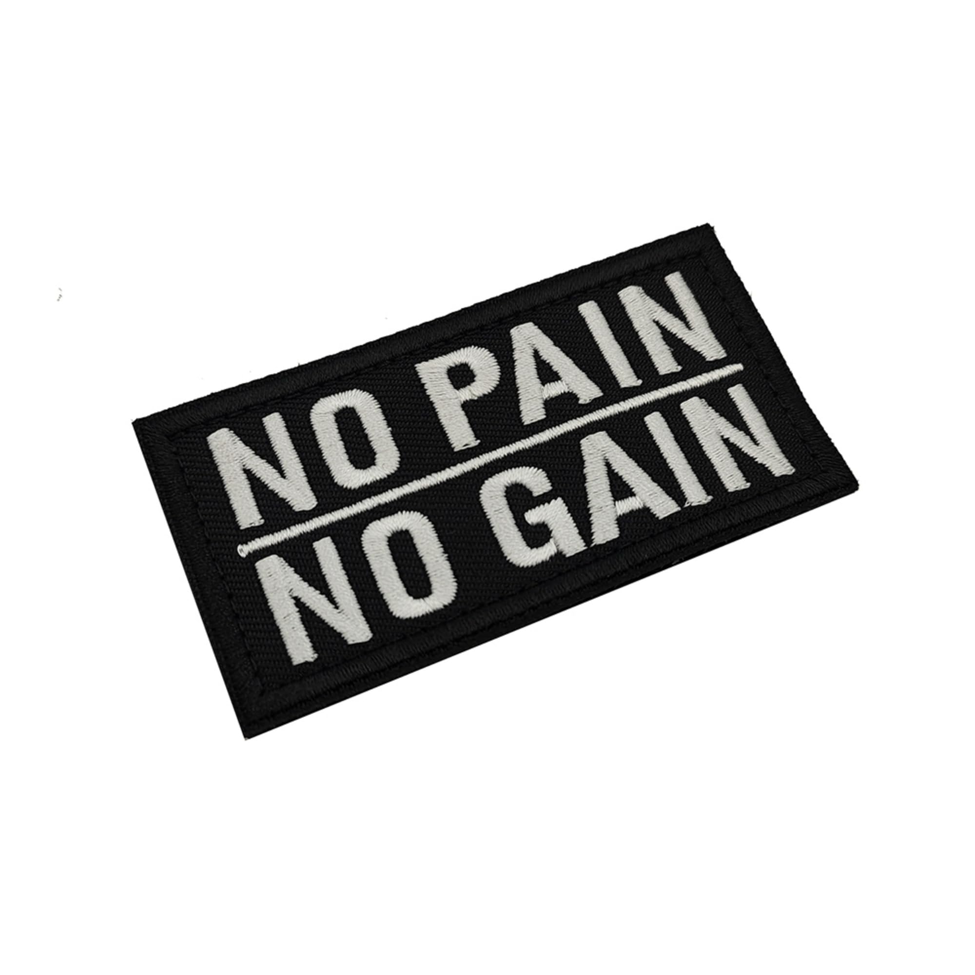 No Pain No Gain Embroidered Patches, 3.15 x 1.57 Inch, Black and Yellow, Hook and Loop Backing, 2-Pack - Image 5