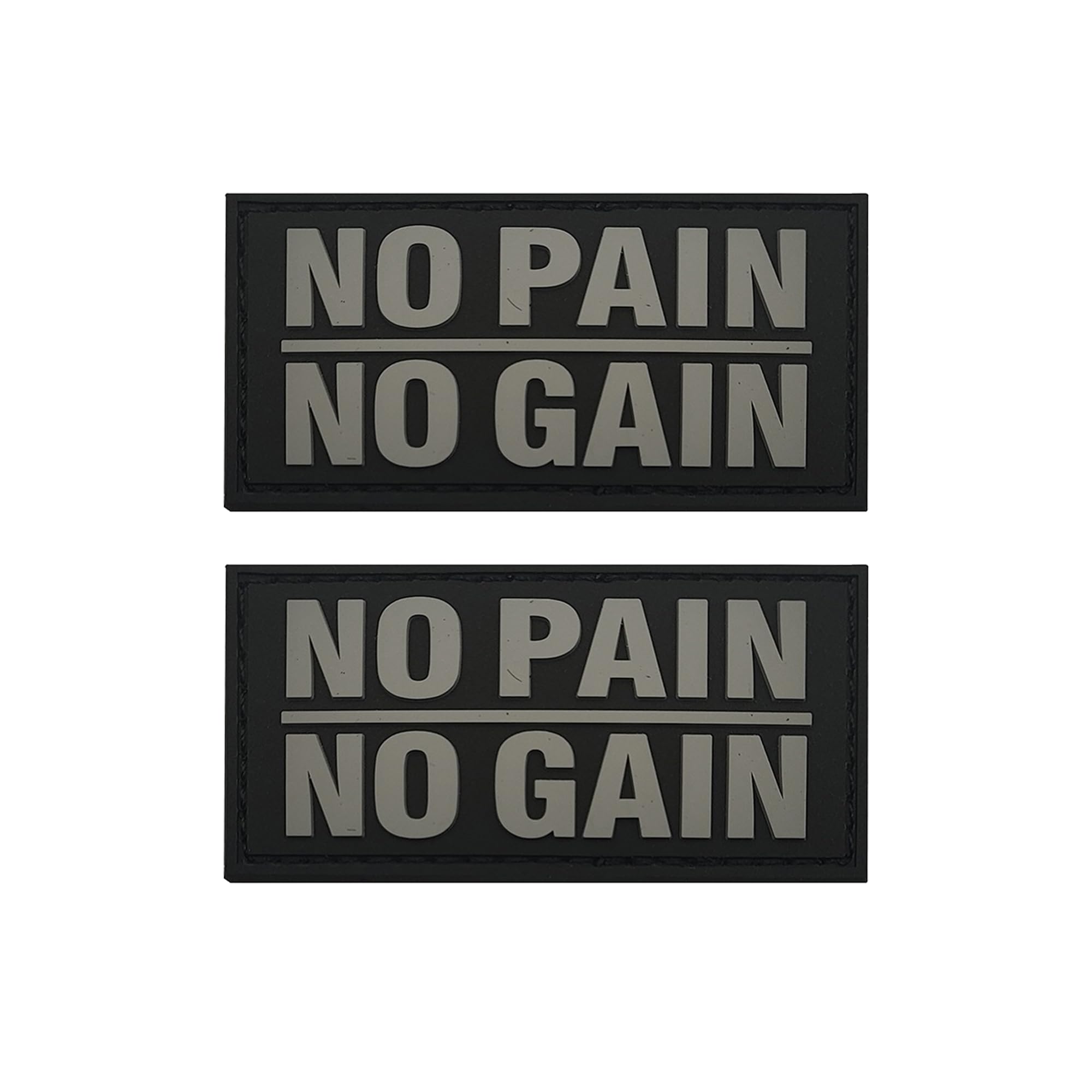 No Pain No Gain PVC Patches, Humorous Funny Morale Patch, Tactical Combat Armband Badges with Hook and Loop Fastener Backing 2.36 x 1.38 Inch 2 Pack