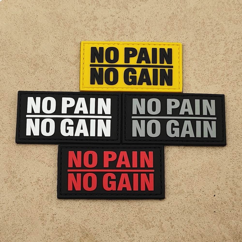 No Pain No Gain PVC Patches, Humorous Funny Morale Patch, Tactical Combat Armband Badges with Hook and Loop Fastener Backing 2.36 x 1.38 Inch 2 Pack - Image 4