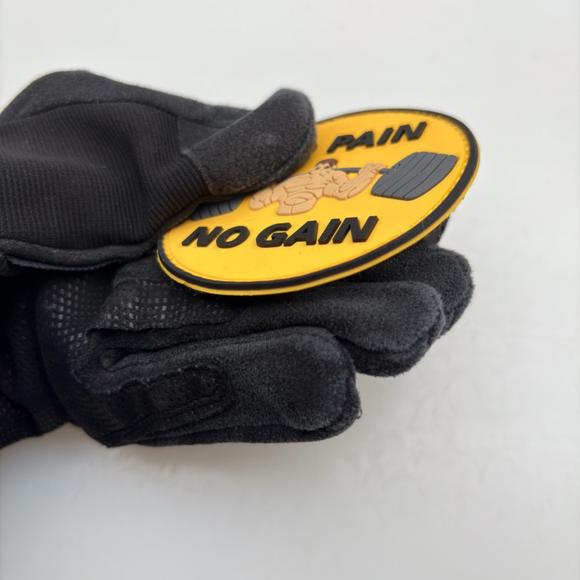 No Pain No Gain Weightlifting Morale Patches, 3.15 inch PVC Patch, Hook and Loop Backing, Yellow and Black - Image 5
