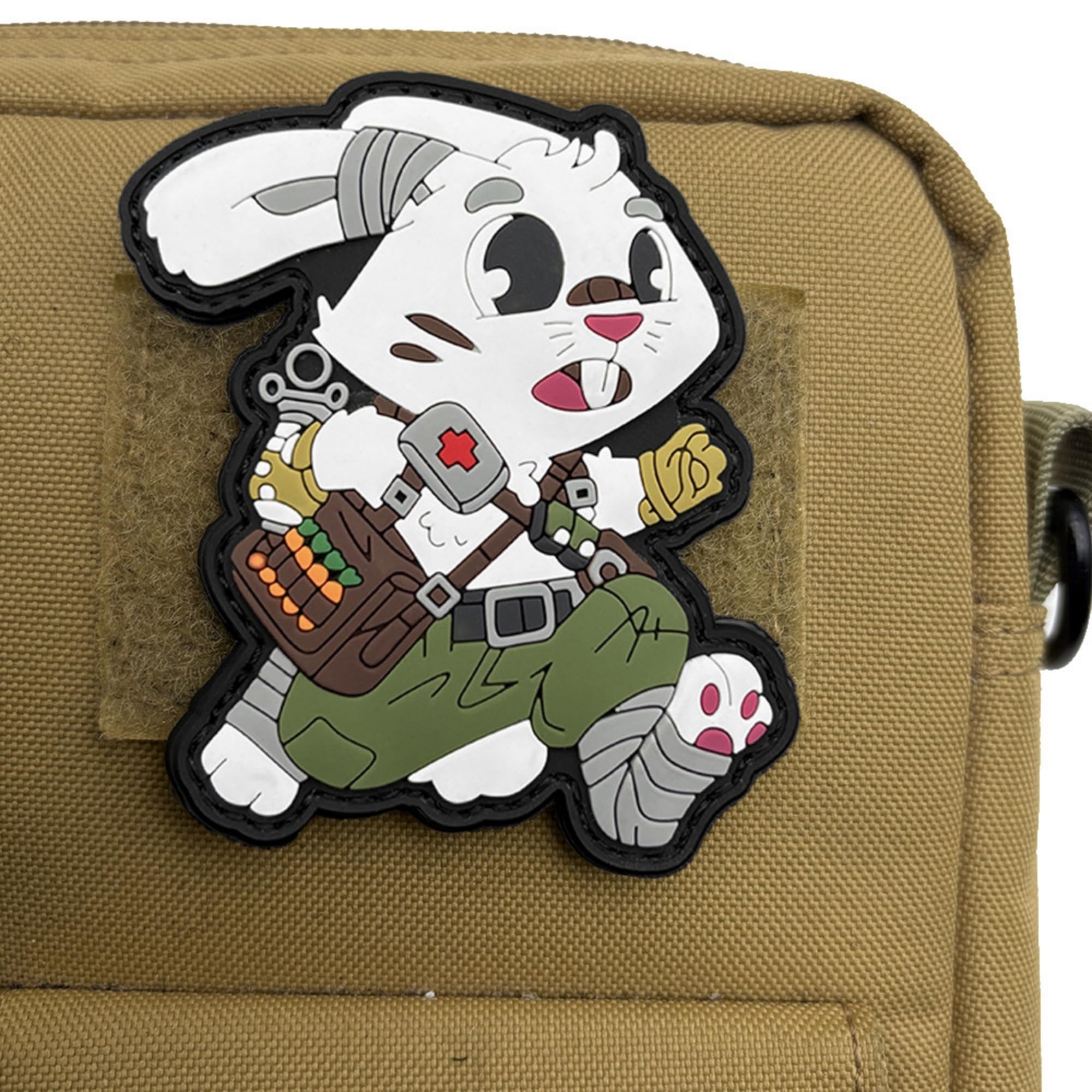 Noctilucent Military Rabbits PVC Morale Patch Set, Tactical Combat Style, White and Brown Characters, 3.35 Inch, Glow in Dark Feature - Image 5