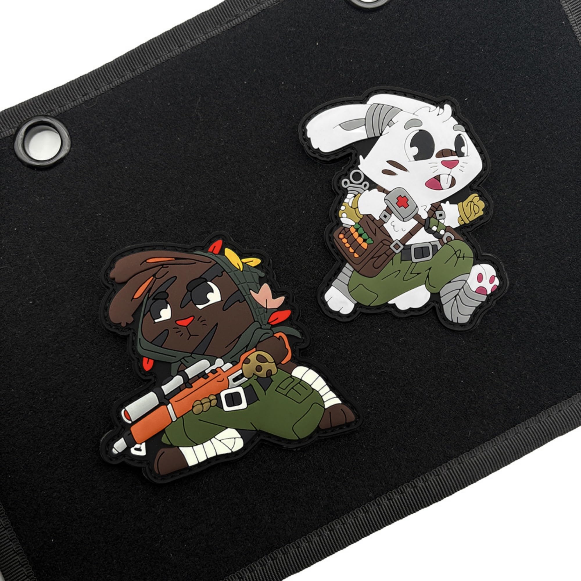 Noctilucent Military Rabbits PVC Morale Patch Set, Tactical Combat Style, White and Brown Characters, 3.35 Inch, Glow in Dark Feature - Image 7