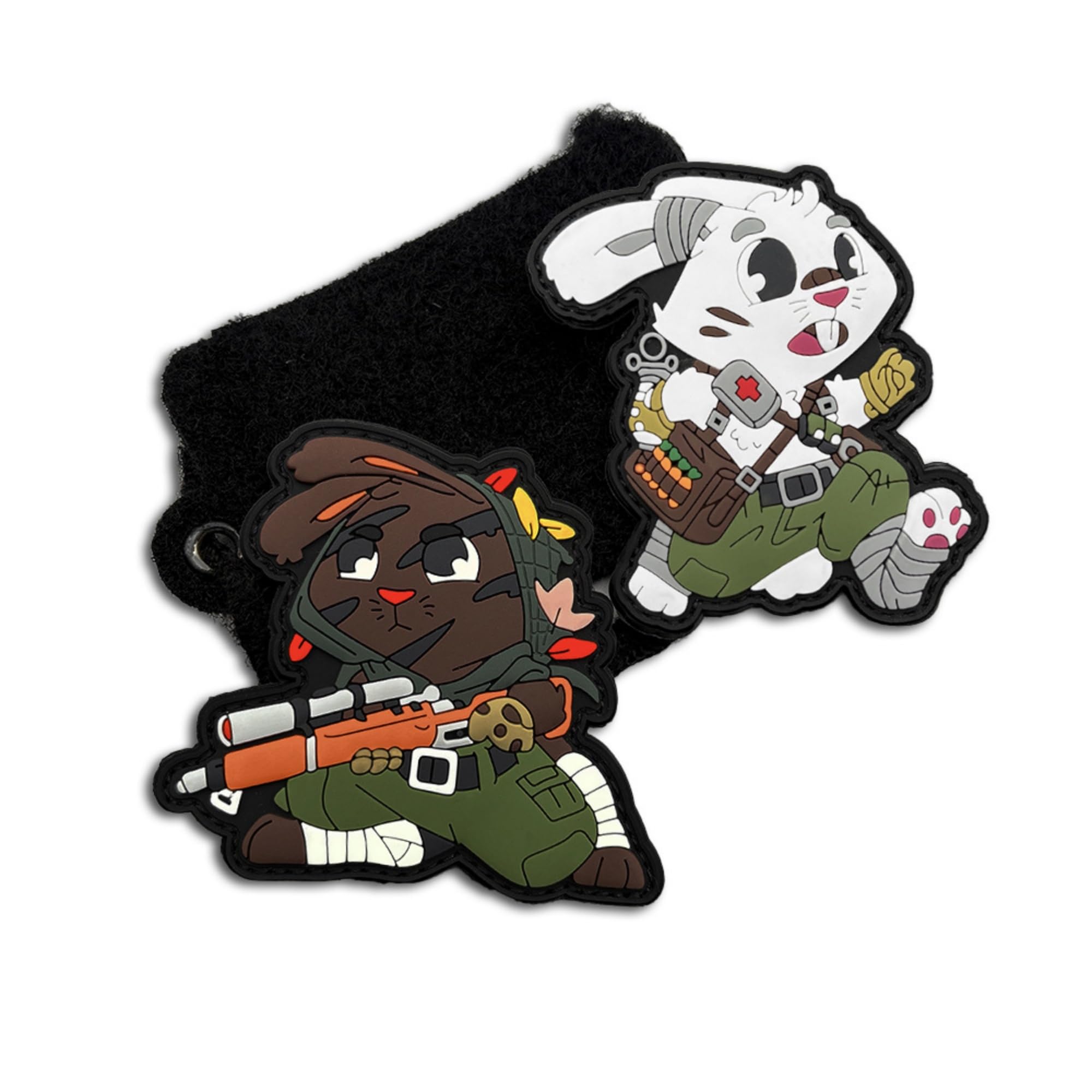 Noctilucent Military Rabbits PVC Morale Patch Set, Tactical Combat Style, White and Brown Characters, 3.35 Inch, Glow in Dark Feature - Image 8