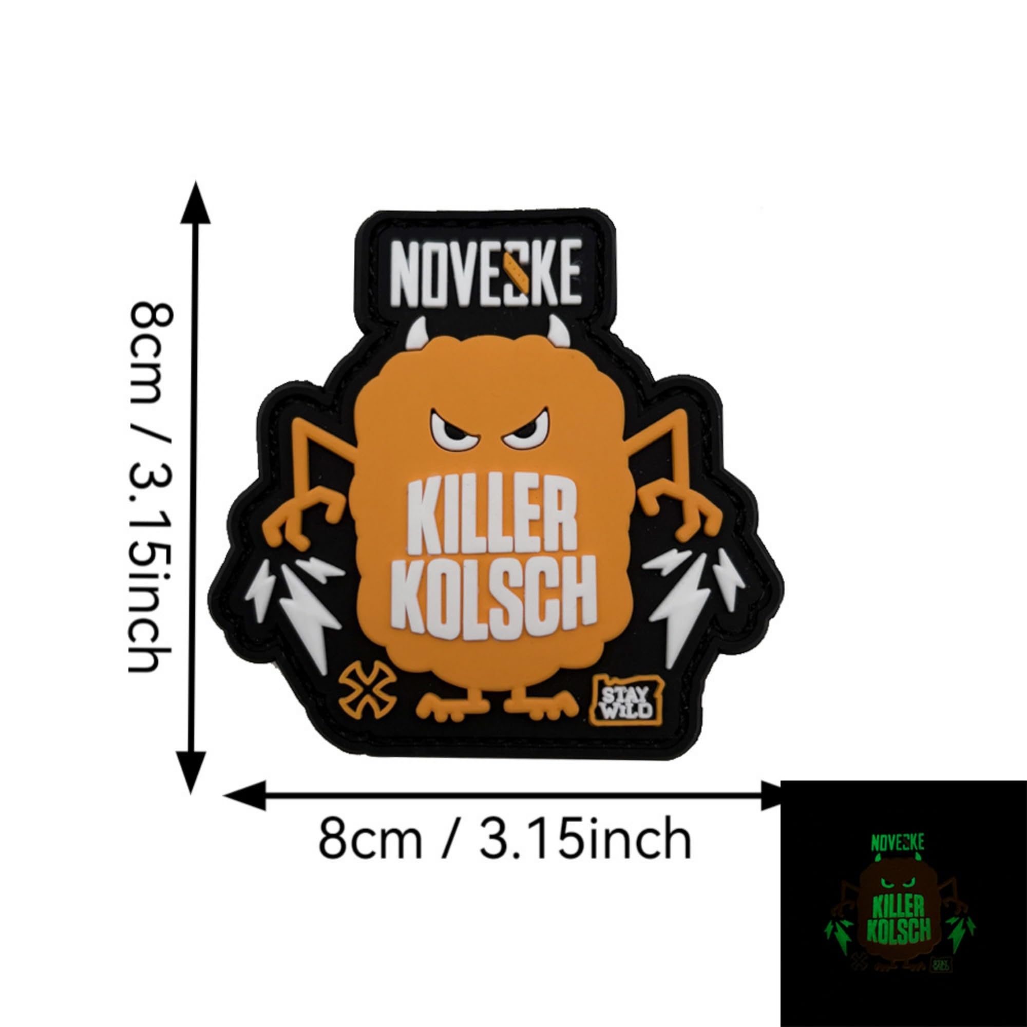 Novisic Killer Kolsch PVC Morale Patches, Glow in Dark, Hook and Loop Backing, 3.15 x 3.15 Inches - Image 2