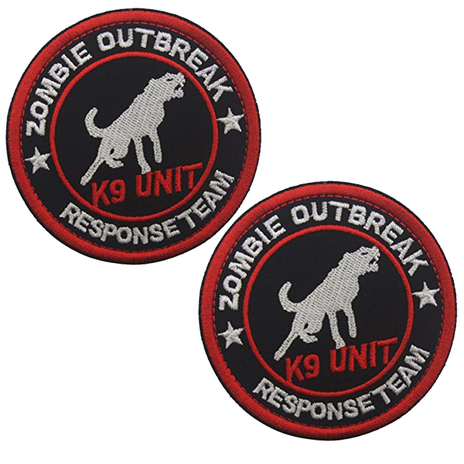 ODSP 3" Round Sized Zombie Outbreak Response Team K9 Unit Embroidered Patch Hook and Loop Backed Badge for Tactical Dog Harness Vest (2PCS)