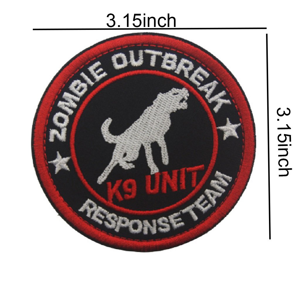 ODSP 3" Round Sized Zombie Outbreak Response Team K9 Unit Embroidered Patch Hook and Loop Backed Badge for Tactical Dog Harness Vest (2PCS) - Image 2
