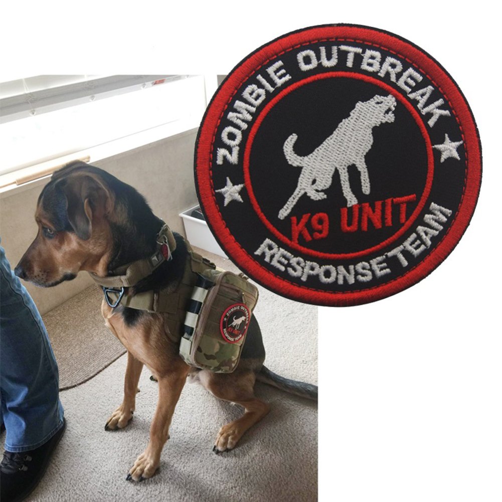 ODSP 3" Round Sized Zombie Outbreak Response Team K9 Unit Embroidered Patch Hook and Loop Backed Badge for Tactical Dog Harness Vest (2PCS) - Image 3