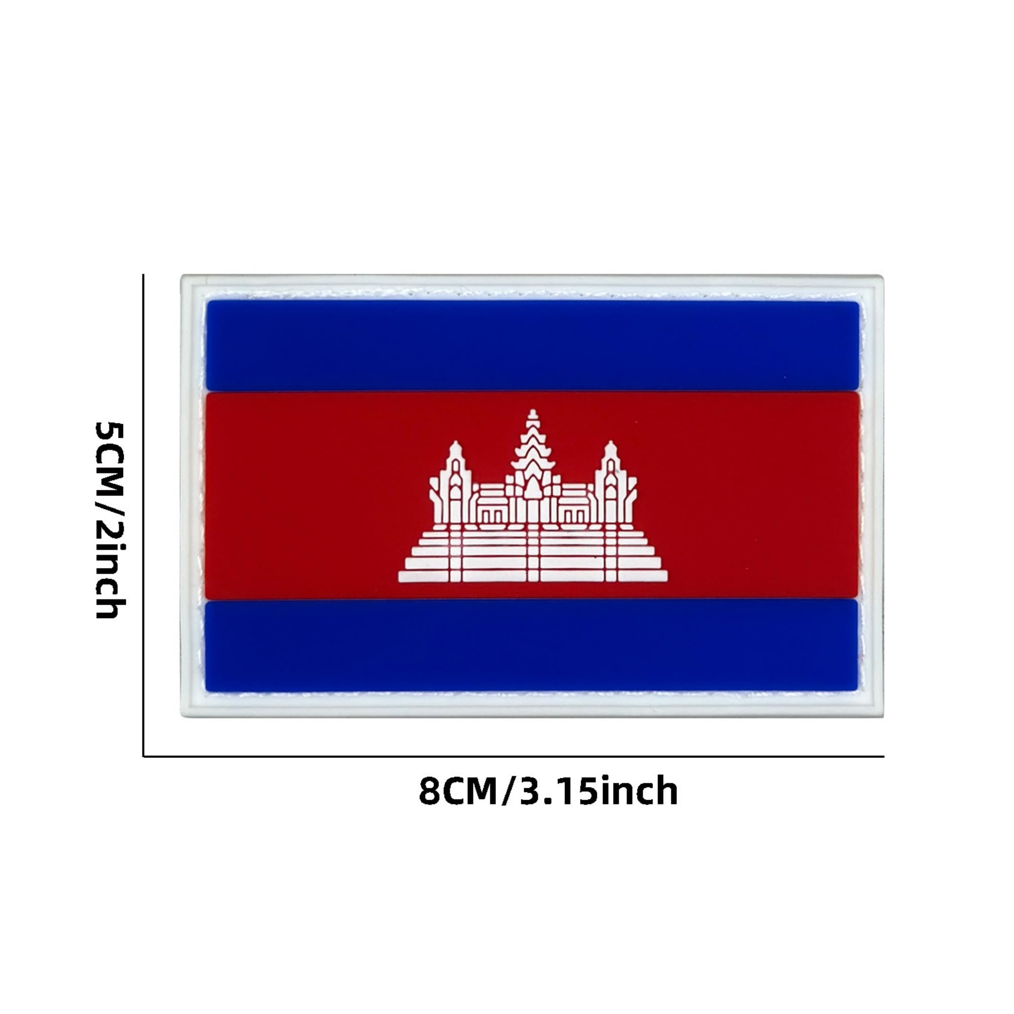 ODSP Cambodia Flag Patches, PVC and Embroidered, 3.1 x 2 inches, Hook and Loop Backing, 2-Pack - Image 2
