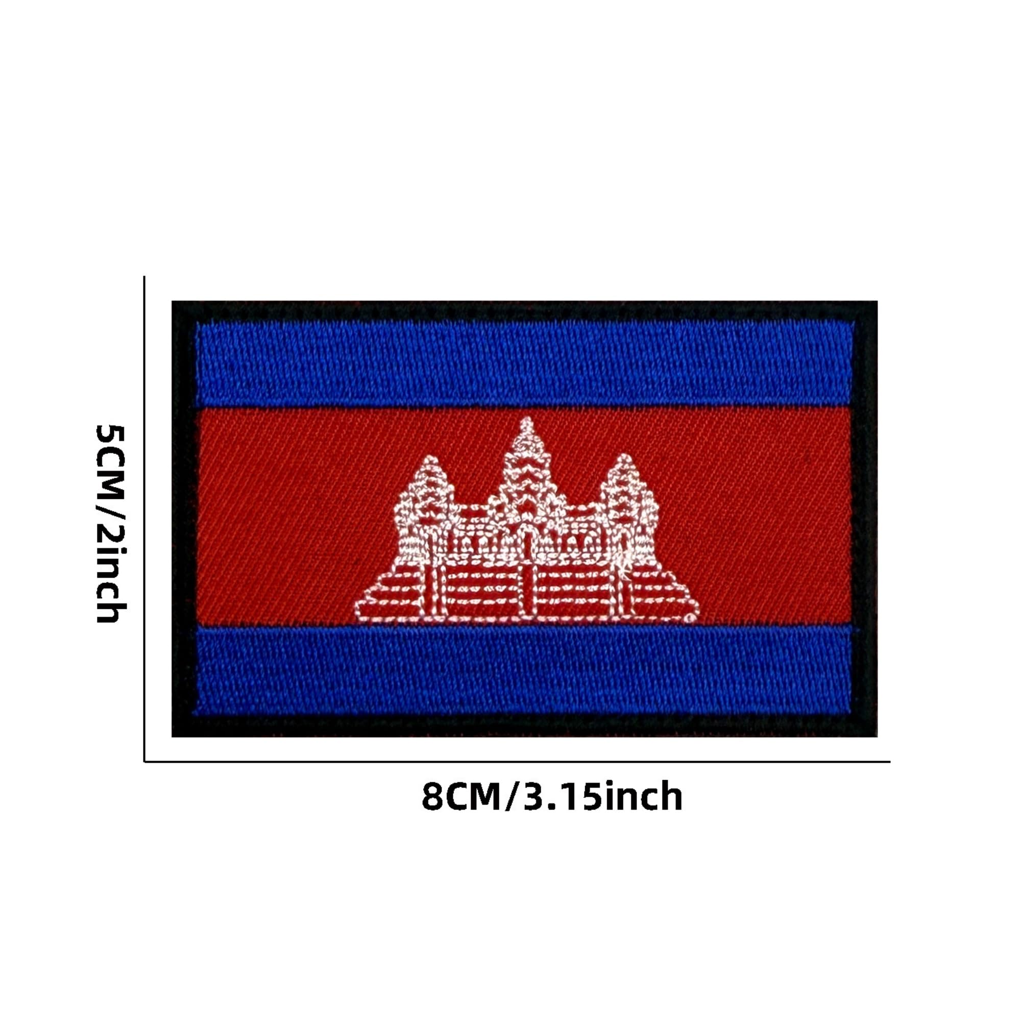 ODSP Cambodia Flag Patches, PVC and Embroidered, 3.1 x 2 inches, Hook and Loop Backing, 2-Pack - Image 3
