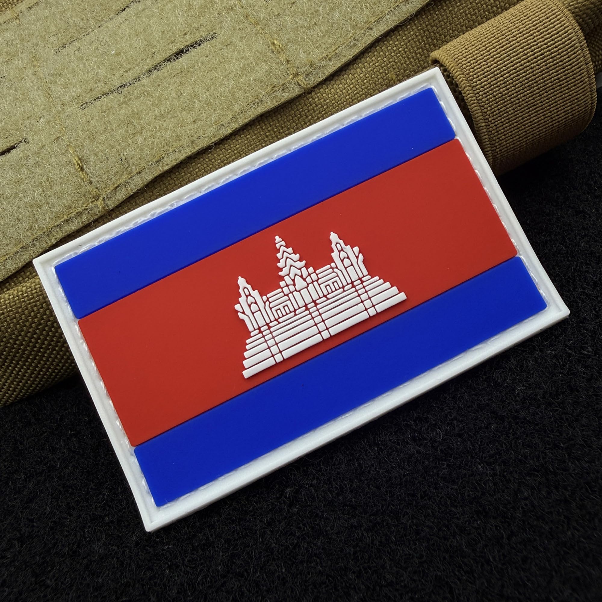 ODSP Cambodia Flag Patches, PVC and Embroidered, 3.1 x 2 inches, Hook and Loop Backing, 2-Pack - Image 5
