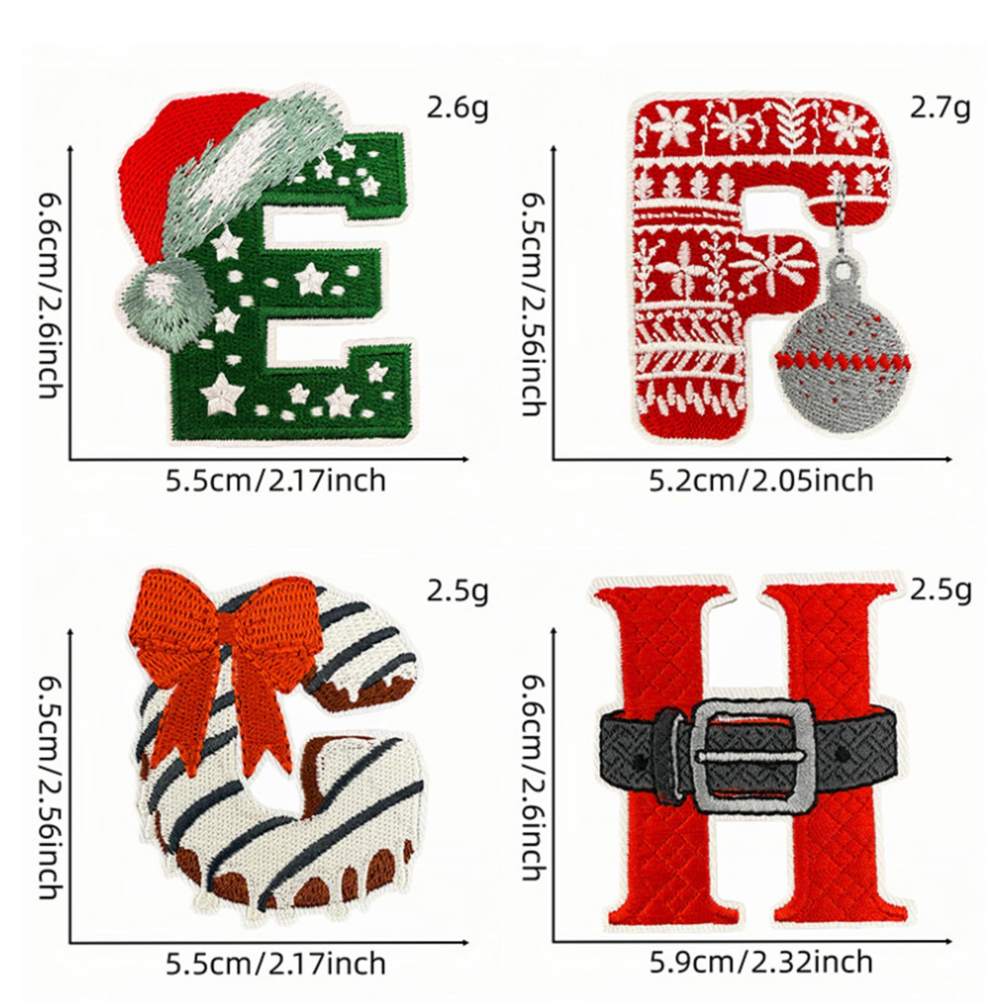 ODSP Christmas Alphabet Iron-on Patches, 26 Letters Set, Holiday Embroidered Appliques, Multicolor - Image 3