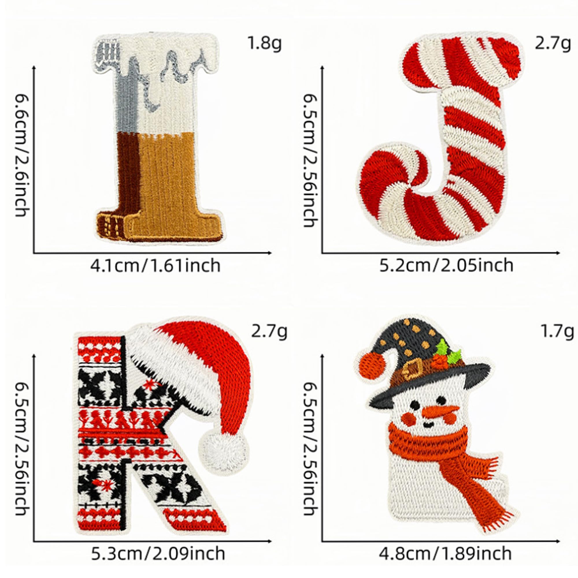 ODSP Christmas Alphabet Iron-on Patches, 26 Letters Set, Holiday Embroidered Appliques, Multicolor - Image 4