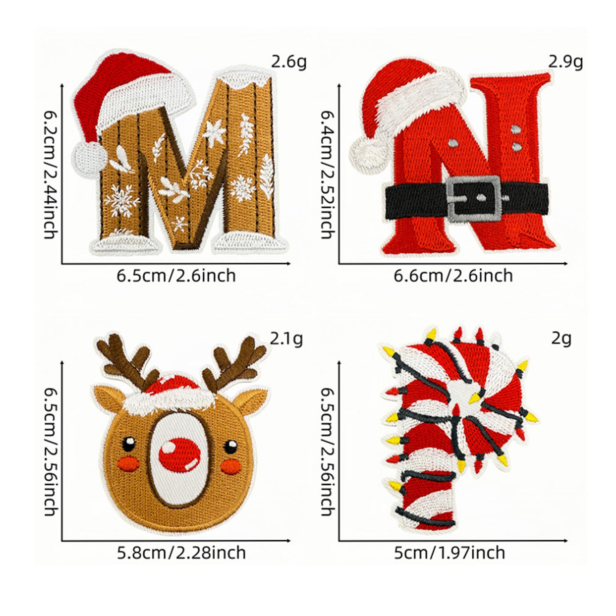 ODSP Christmas Alphabet Iron-on Patches, 26 Letters Set, Holiday Embroidered Appliques, Multicolor - Image 5