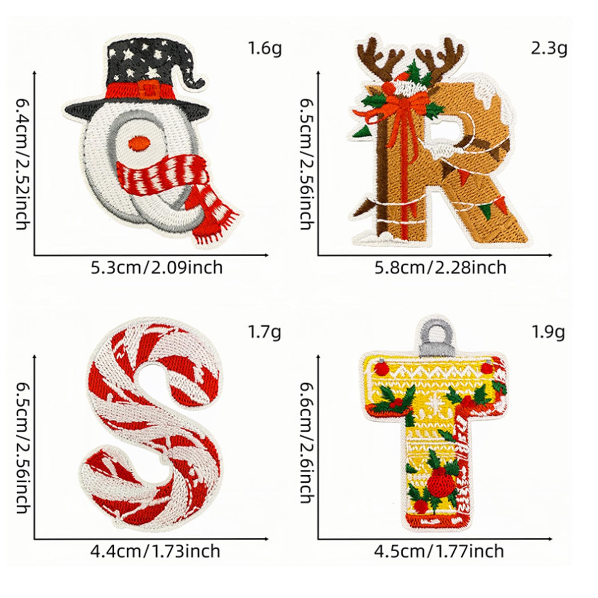 ODSP Christmas Alphabet Iron-on Patches, 26 Letters Set, Holiday Embroidered Appliques, Multicolor - Image 6