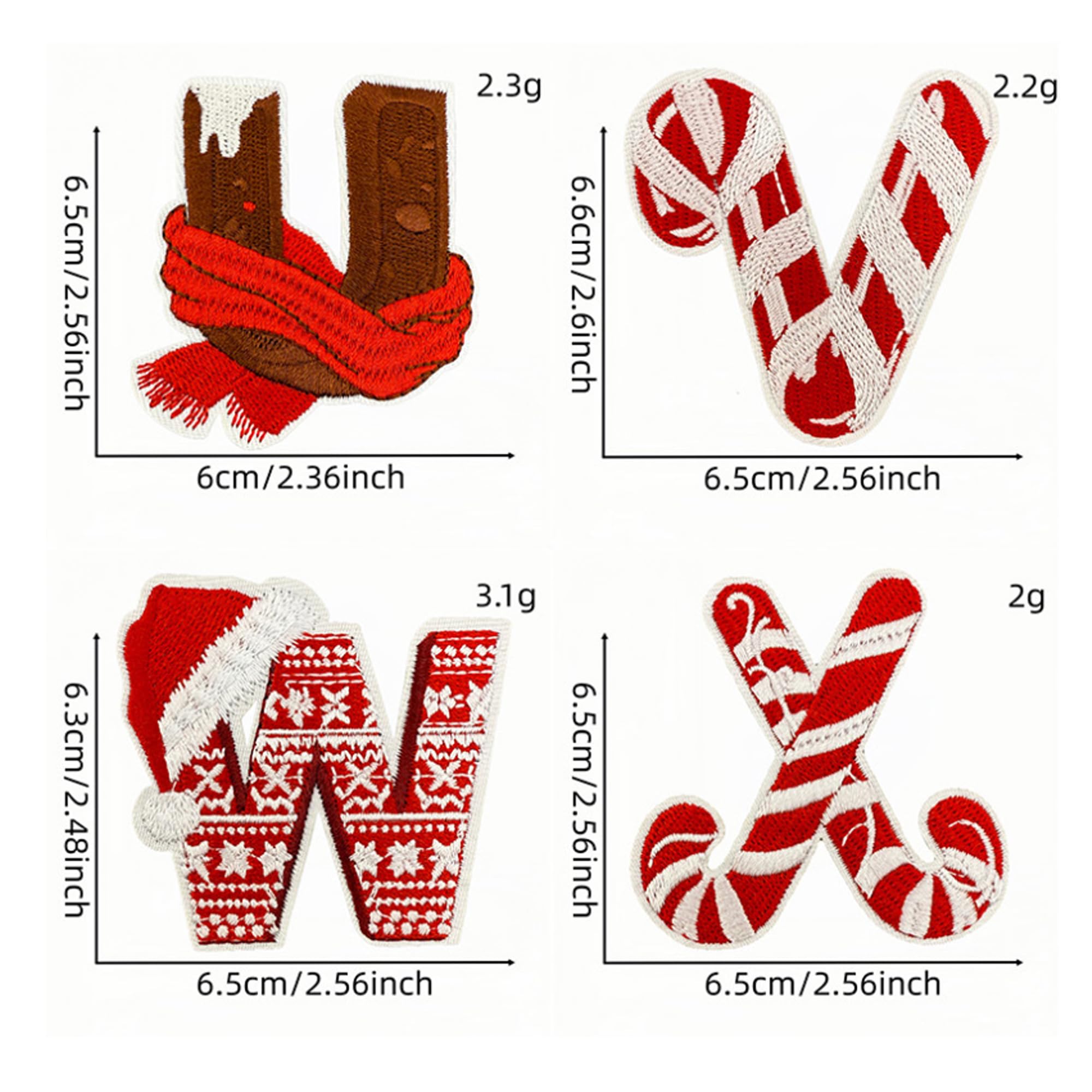 ODSP Christmas Alphabet Iron-on Patches, 26 Letters Set, Holiday Embroidered Appliques, Multicolor - Image 7