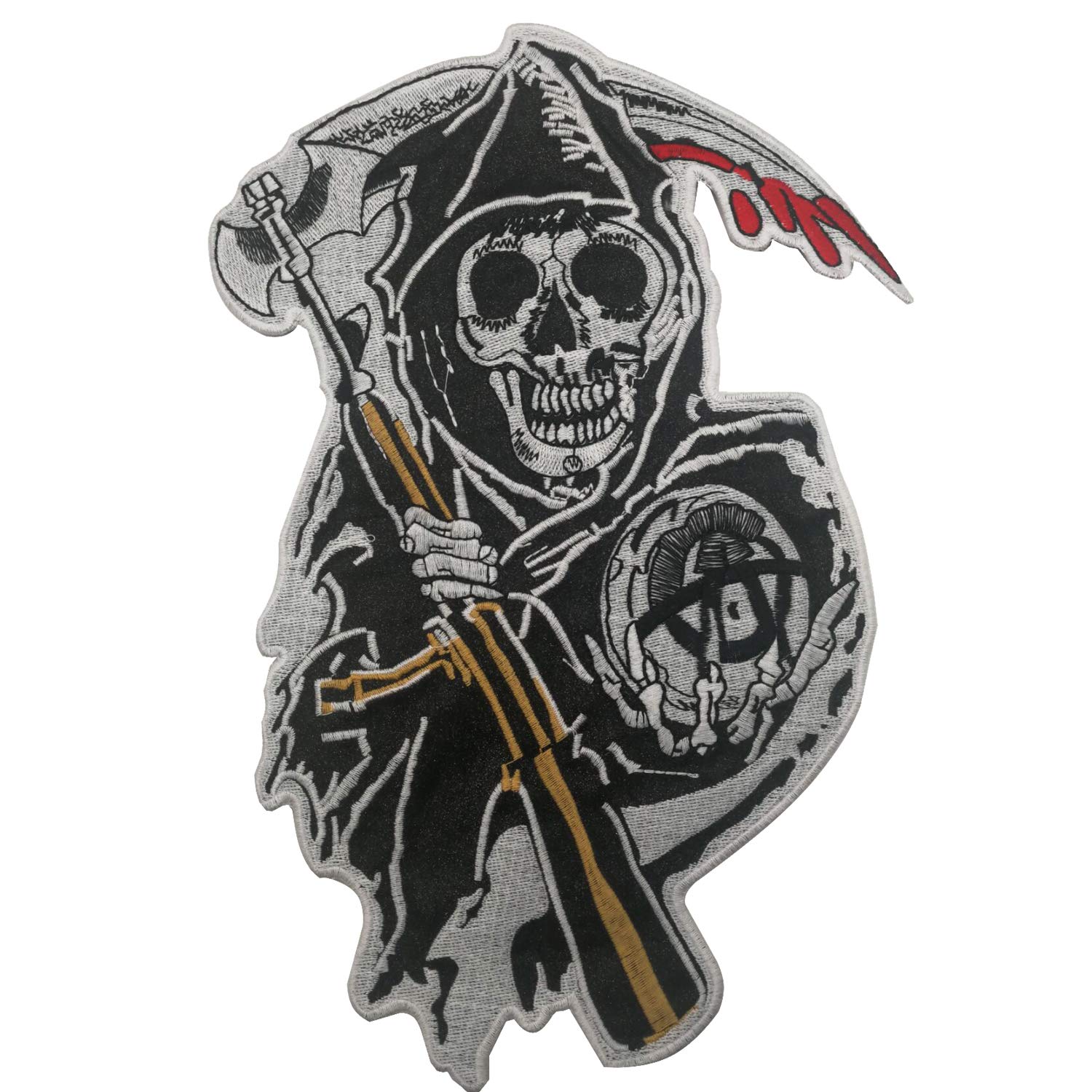 ODSP Compatible with Sons of Anarchy Grim Reaper Motorcycle Biker Style Large Sew on Patch Sewing Applique for Clothing Vest Jackets Backpacks 12.6 x 8.3 inch