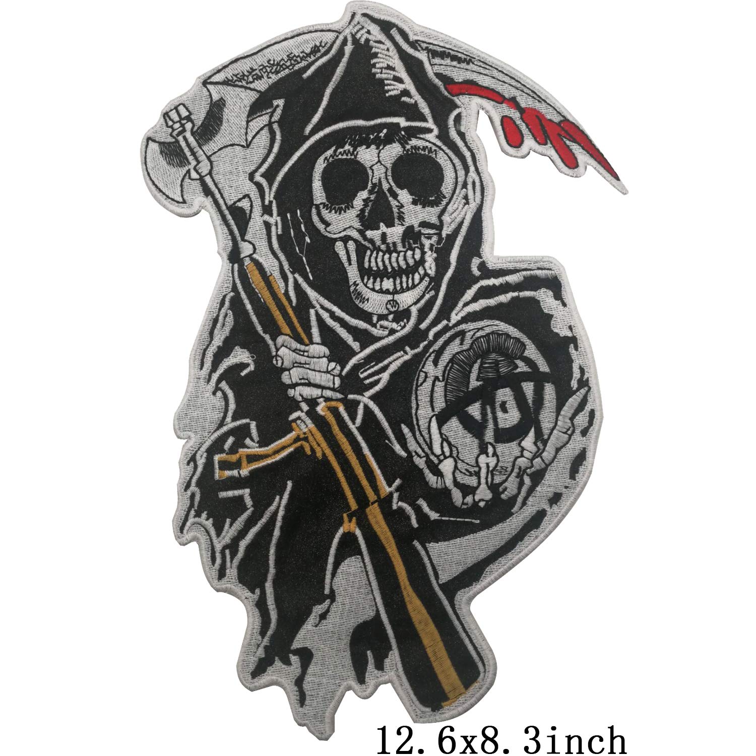 ODSP Compatible with Sons of Anarchy Grim Reaper Motorcycle Biker Style Large Sew on Patch Sewing Applique for Clothing Vest Jackets Backpacks 12.6 x 8.3 inch - Image 2