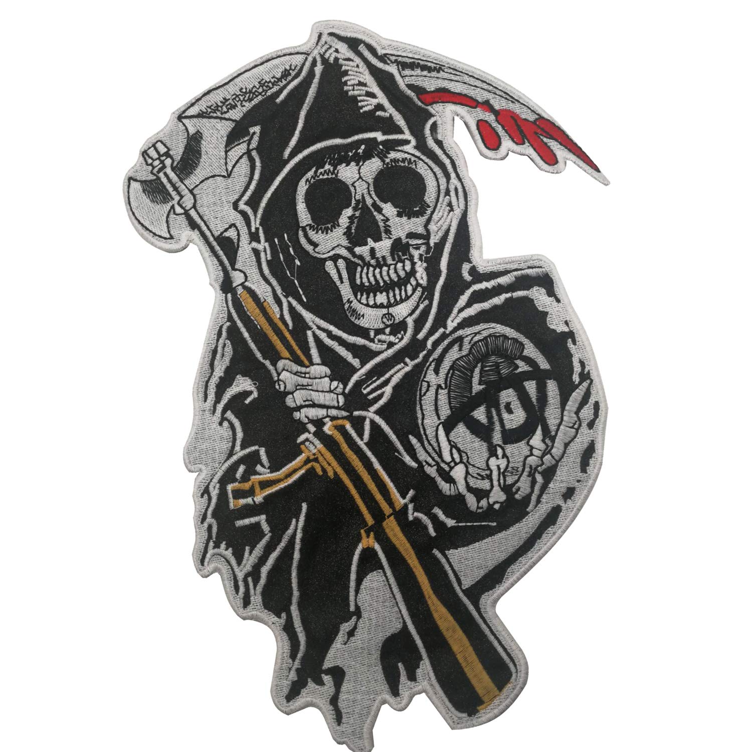 ODSP Compatible with Sons of Anarchy Grim Reaper Motorcycle Biker Style Large Sew on Patch Sewing Applique for Clothing Vest Jackets Backpacks 12.6 x 8.3 inch - Image 3