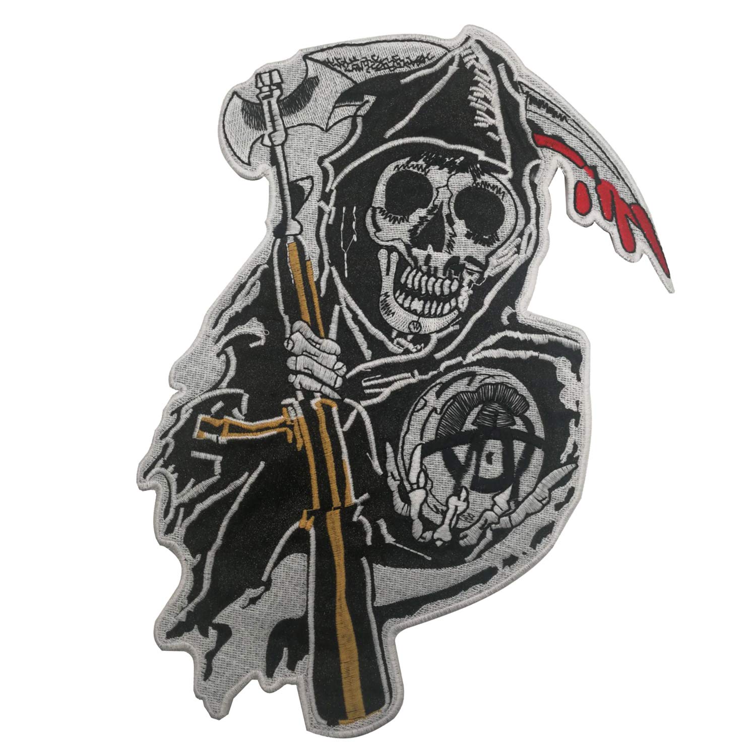 ODSP Compatible with Sons of Anarchy Grim Reaper Motorcycle Biker Style Large Sew on Patch Sewing Applique for Clothing Vest Jackets Backpacks 12.6 x 8.3 inch - Image 4