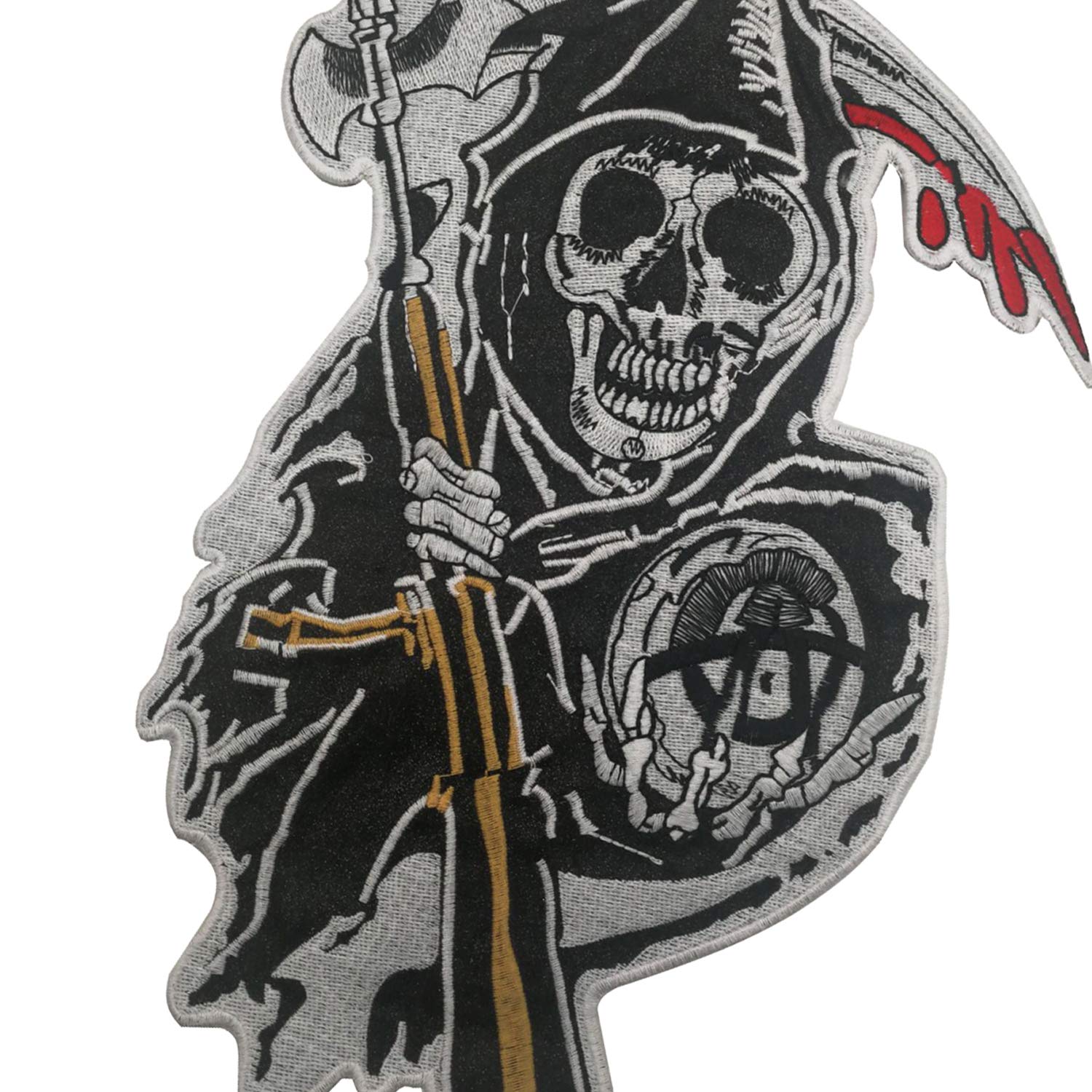ODSP Compatible with Sons of Anarchy Grim Reaper Motorcycle Biker Style Large Sew on Patch Sewing Applique for Clothing Vest Jackets Backpacks 12.6 x 8.3 inch - Image 5