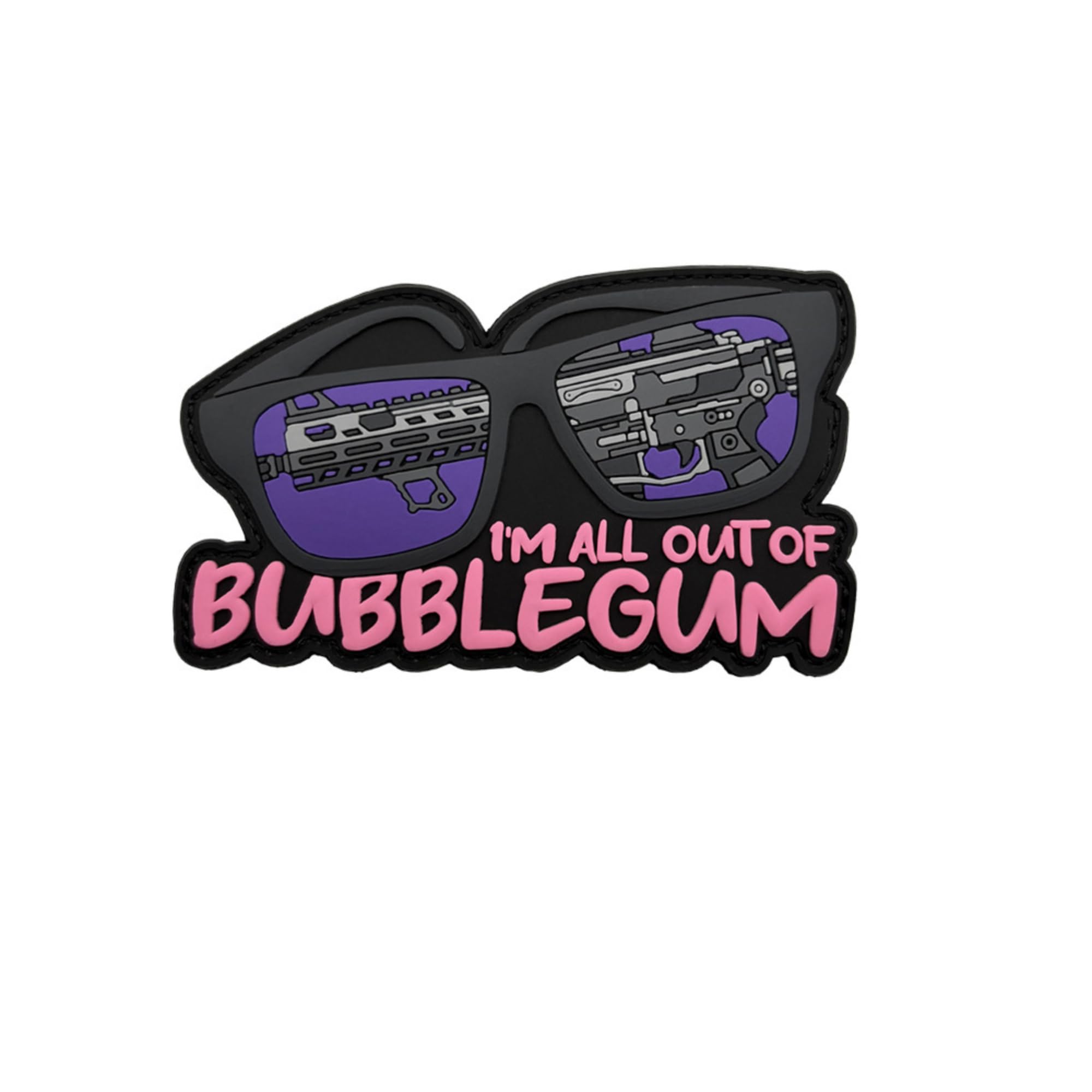 ODSP I'm All Out of Bubblegum PVC Morale Patch, Tactical Sunglasses Design, Glow in the Dark, Hook and Loop, 4.53 x 2.76 Inches (Color-a)