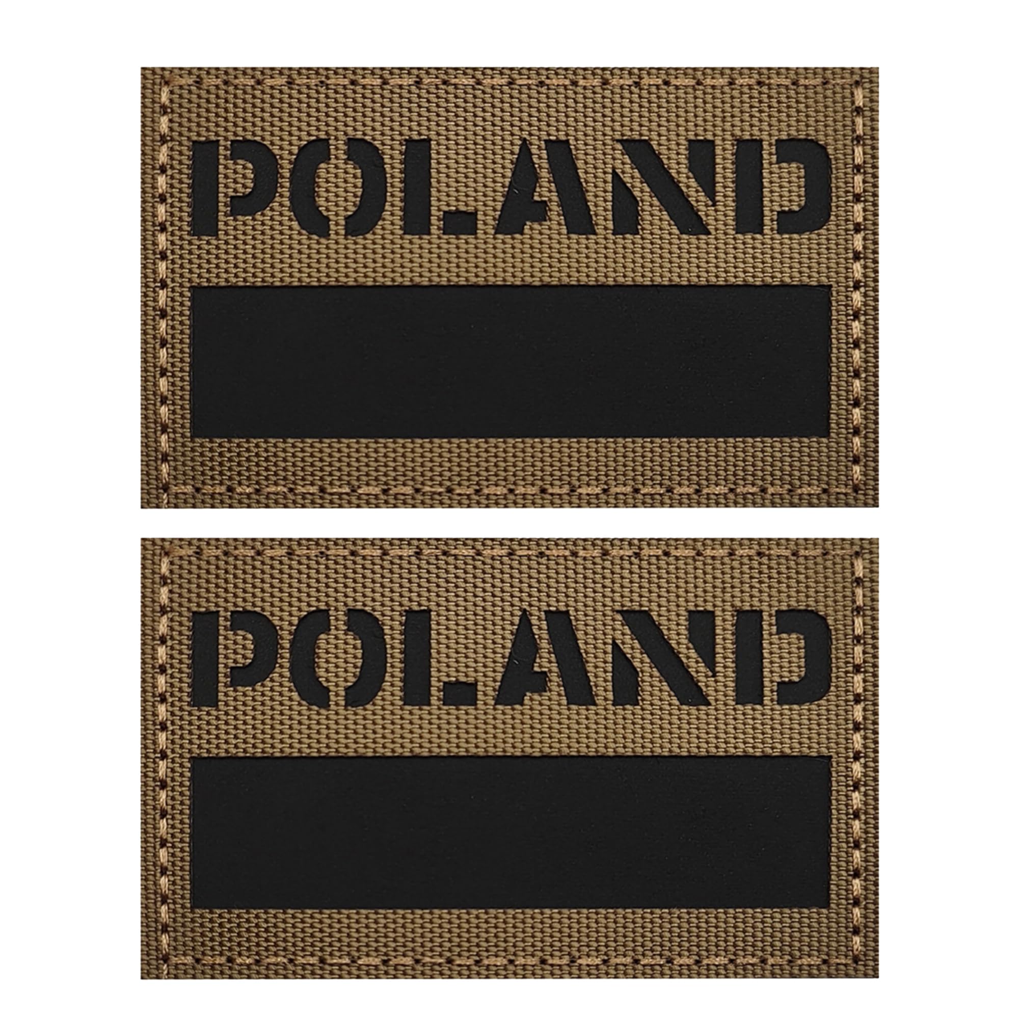 ODSP Infrared Reflective Poland Flag Patches, Polish Flags Tactical Military Morale Badges Decrotive Appliques, Fastener Hook and Loop Backing, Khaki, 3.15 x 1.97 Inch, 2-Pack