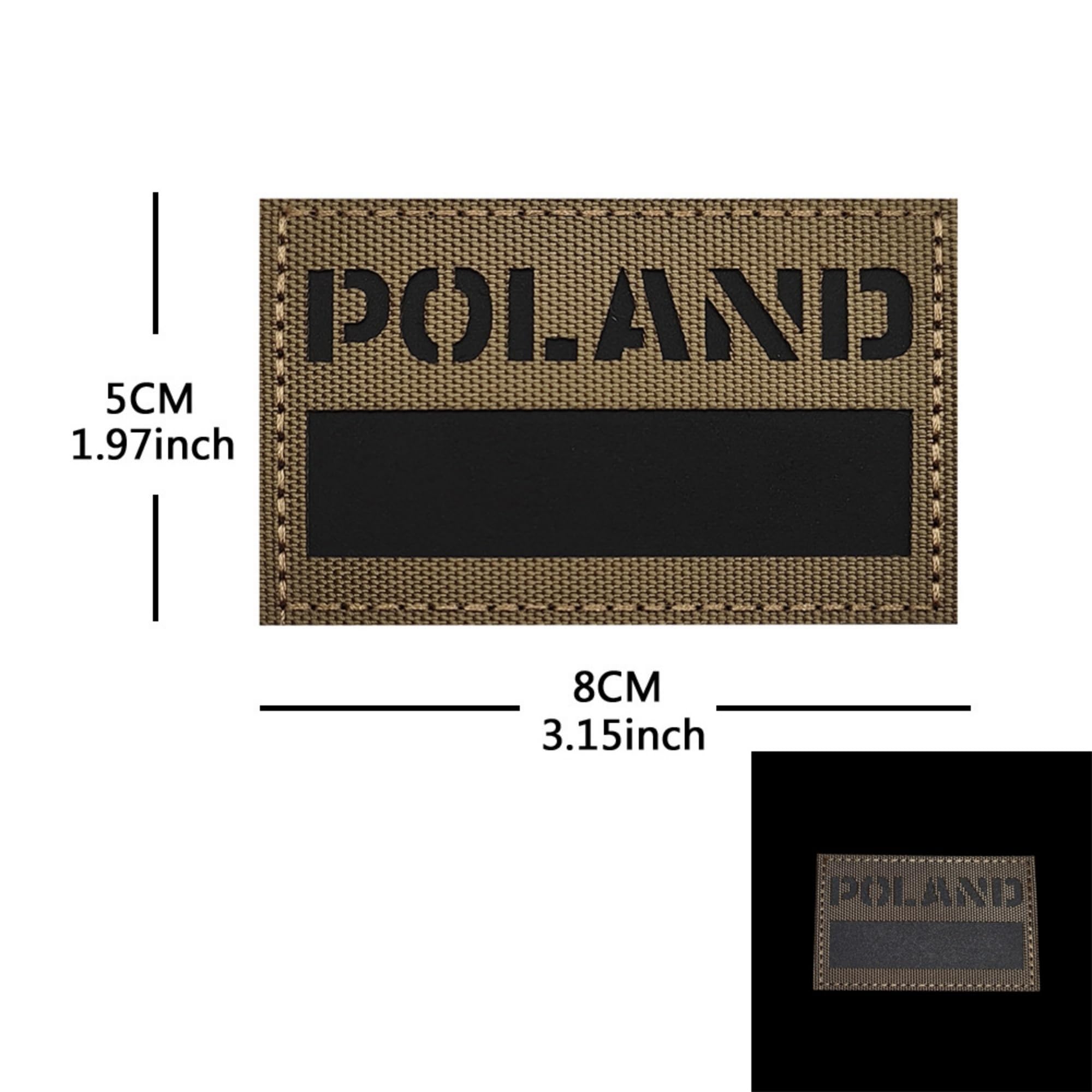ODSP Infrared Reflective Poland Flag Patches, Polish Flags Tactical Military Morale Badges Decrotive Appliques, Fastener Hook and Loop Backing, Khaki, 3.15 x 1.97 Inch, 2-Pack - Image 2