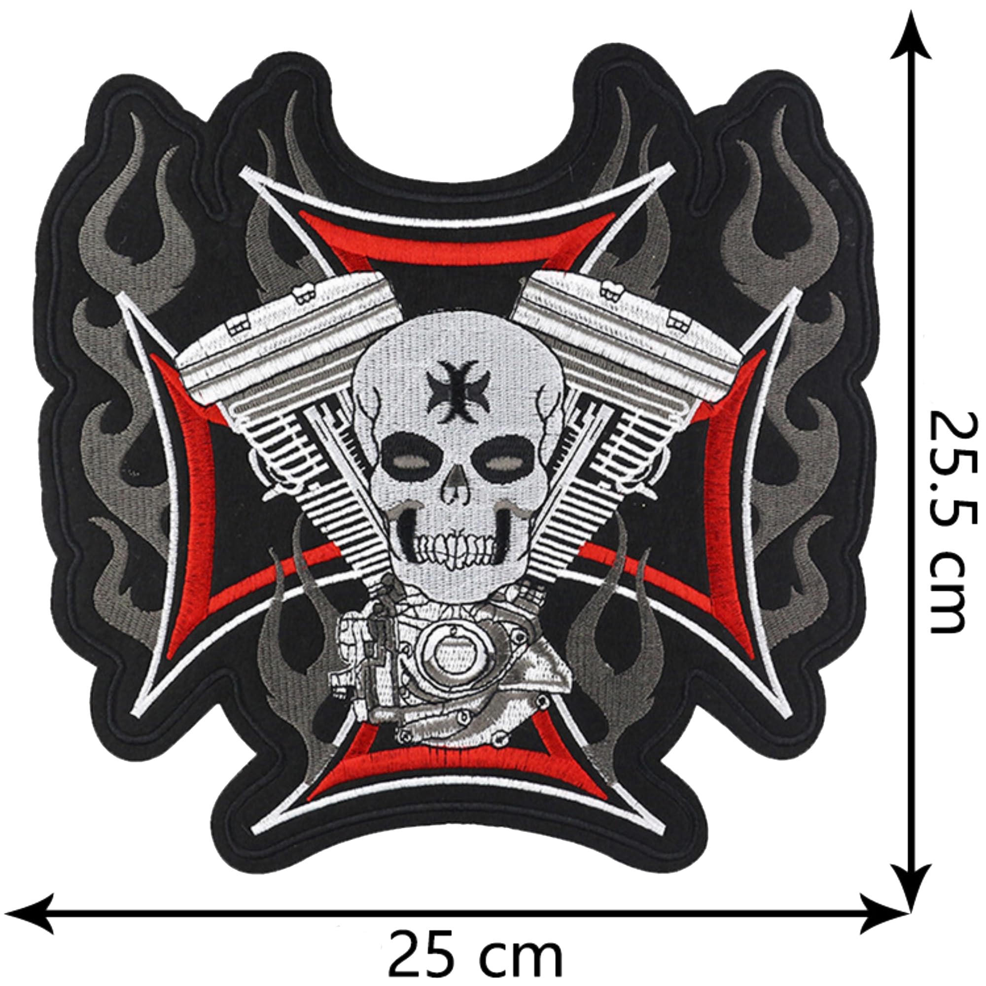 ODSP Iron on Appliques, Large Motorcycle Biker Patches Set Embroidered Patch, Cross Skulls Head, 9.8 x 10 inch - Image 2
