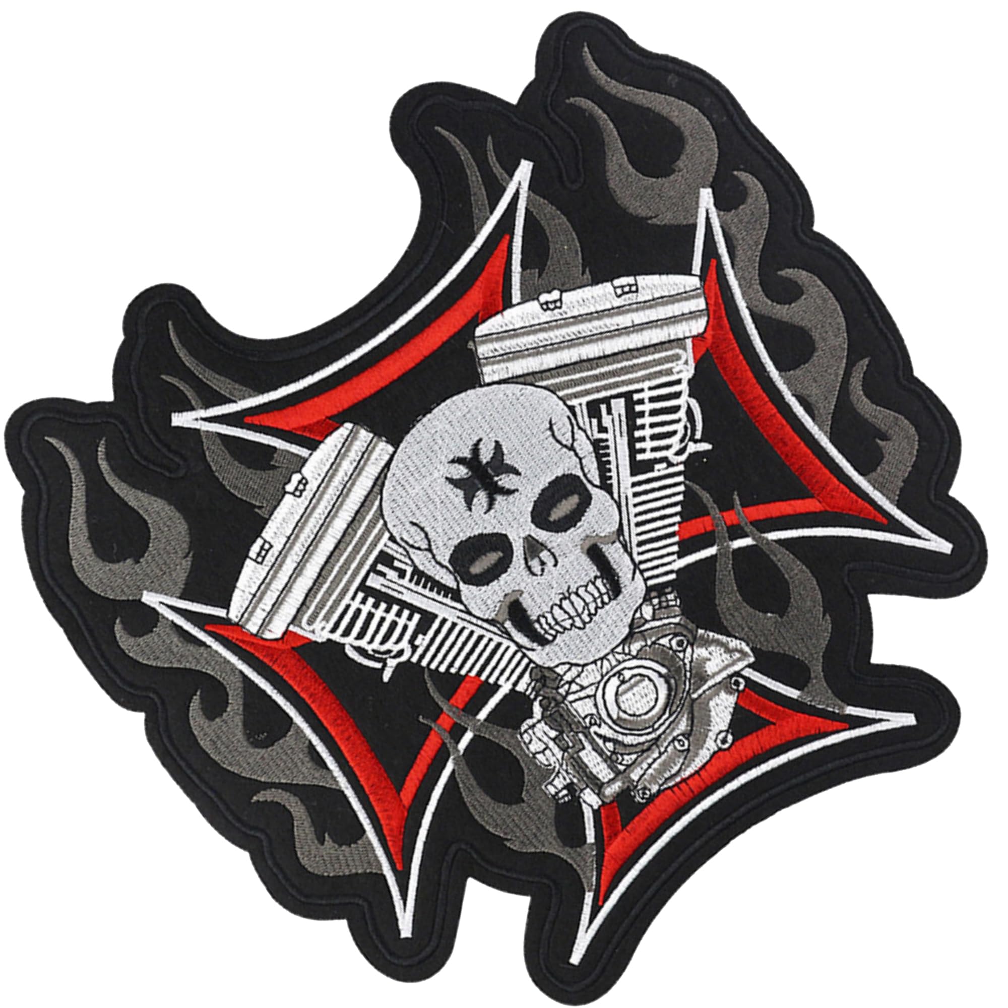 ODSP Iron on Appliques, Large Motorcycle Biker Patches Set Embroidered Patch, Cross Skulls Head, 9.8 x 10 inch - Image 3