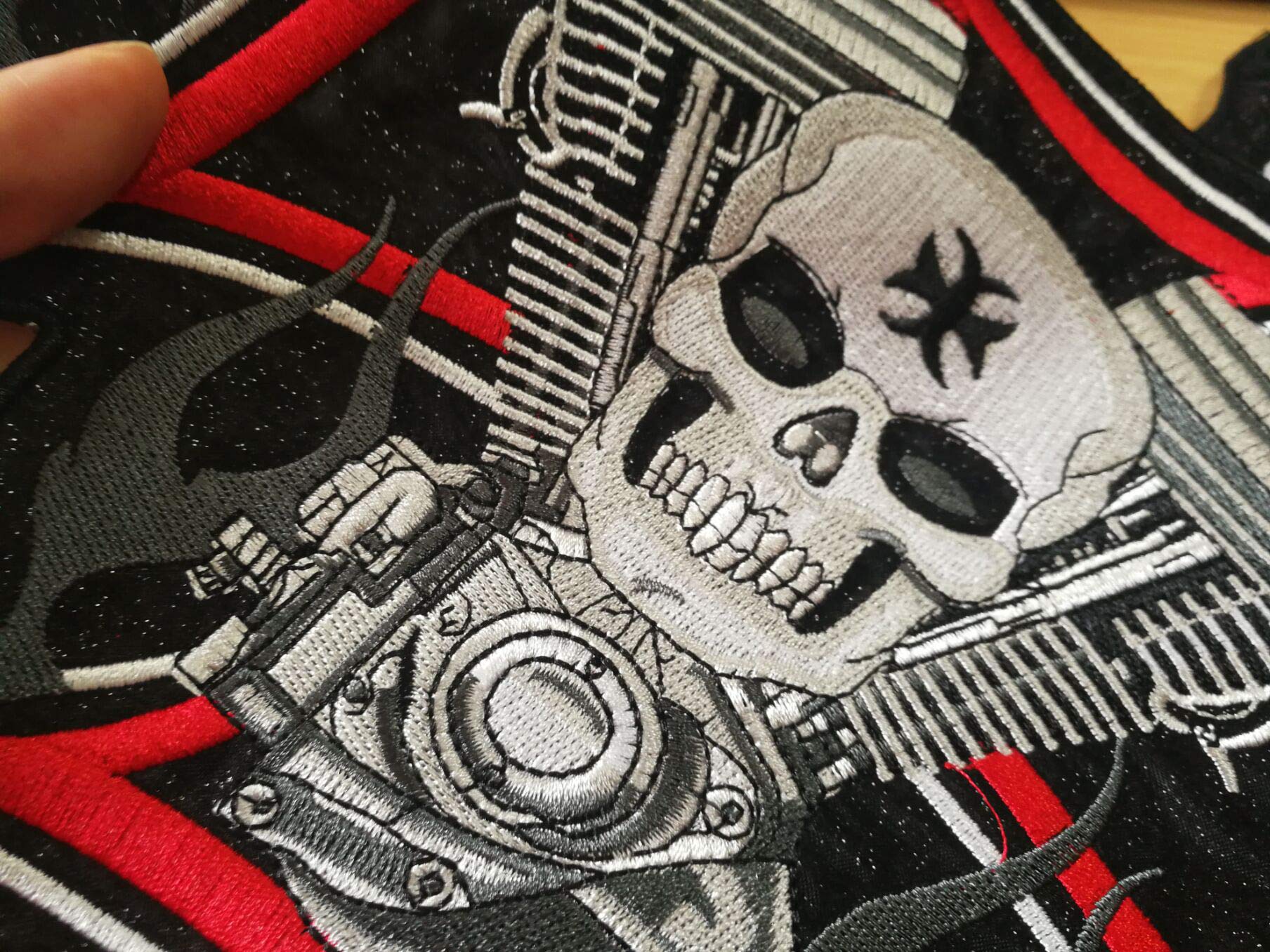 ODSP Iron on Appliques, Large Motorcycle Biker Patches Set Embroidered Patch, Cross Skulls Head, 9.8 x 10 inch - Image 5