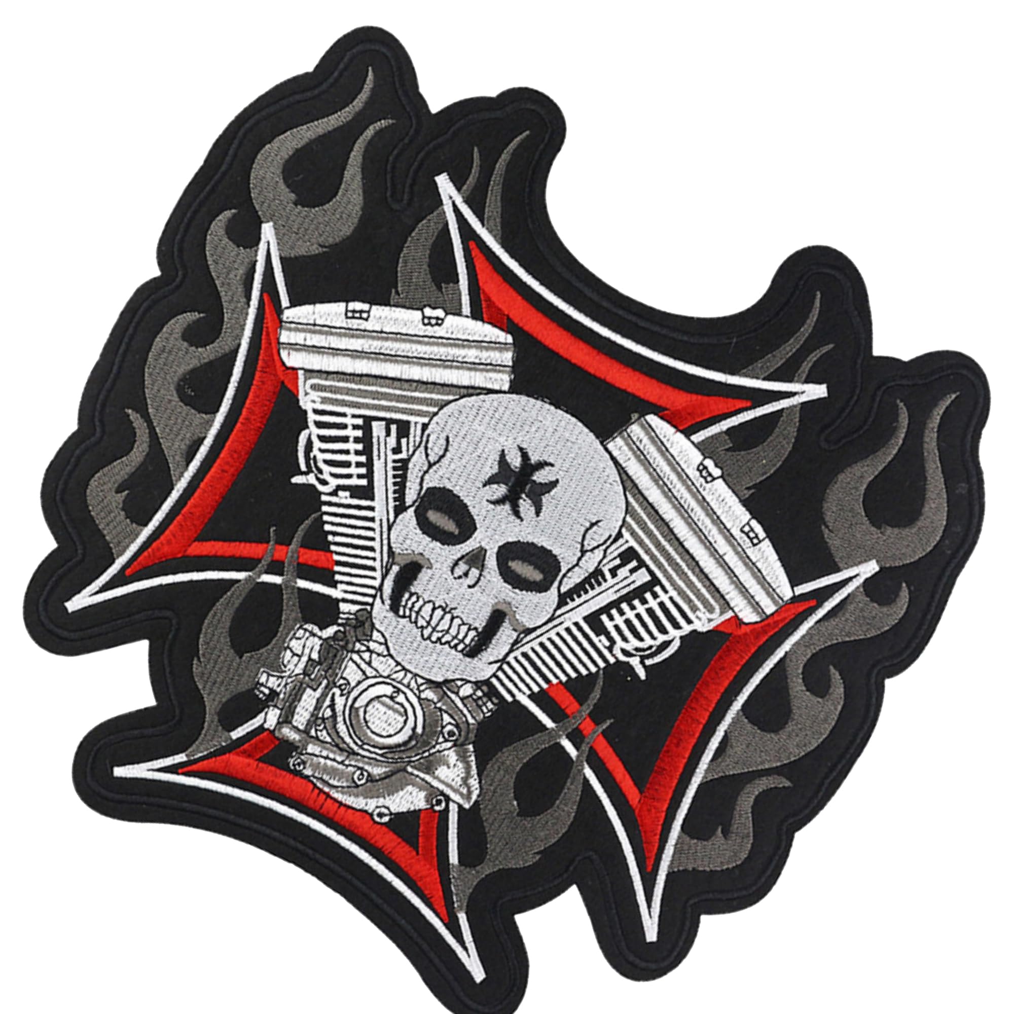 ODSP Iron on Appliques, Large Motorcycle Biker Patches Set Embroidered Patch, Cross Skulls Head, 9.8 x 10 inch - Image 6