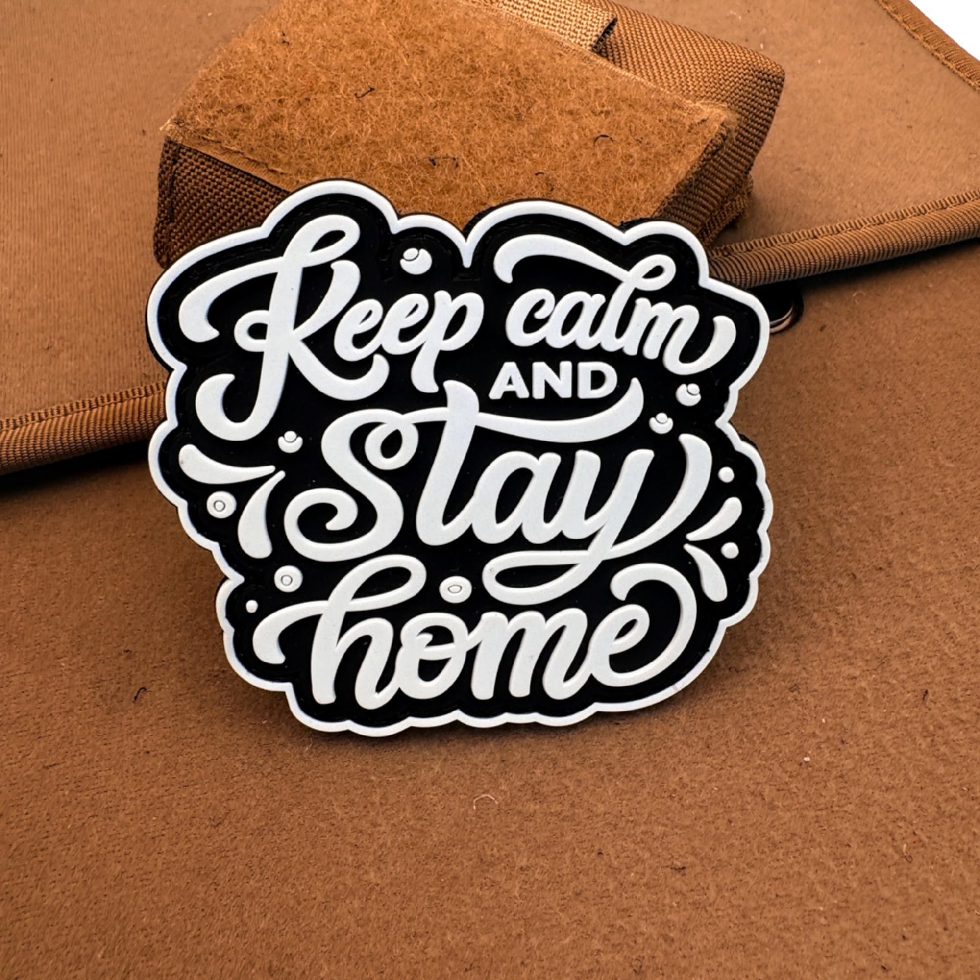 ODSP Keep Calm and Stay Home Luminous PVC Morale Patch, Hook Fastener Backing, 3.43 x 3.15 Inch - Image 4