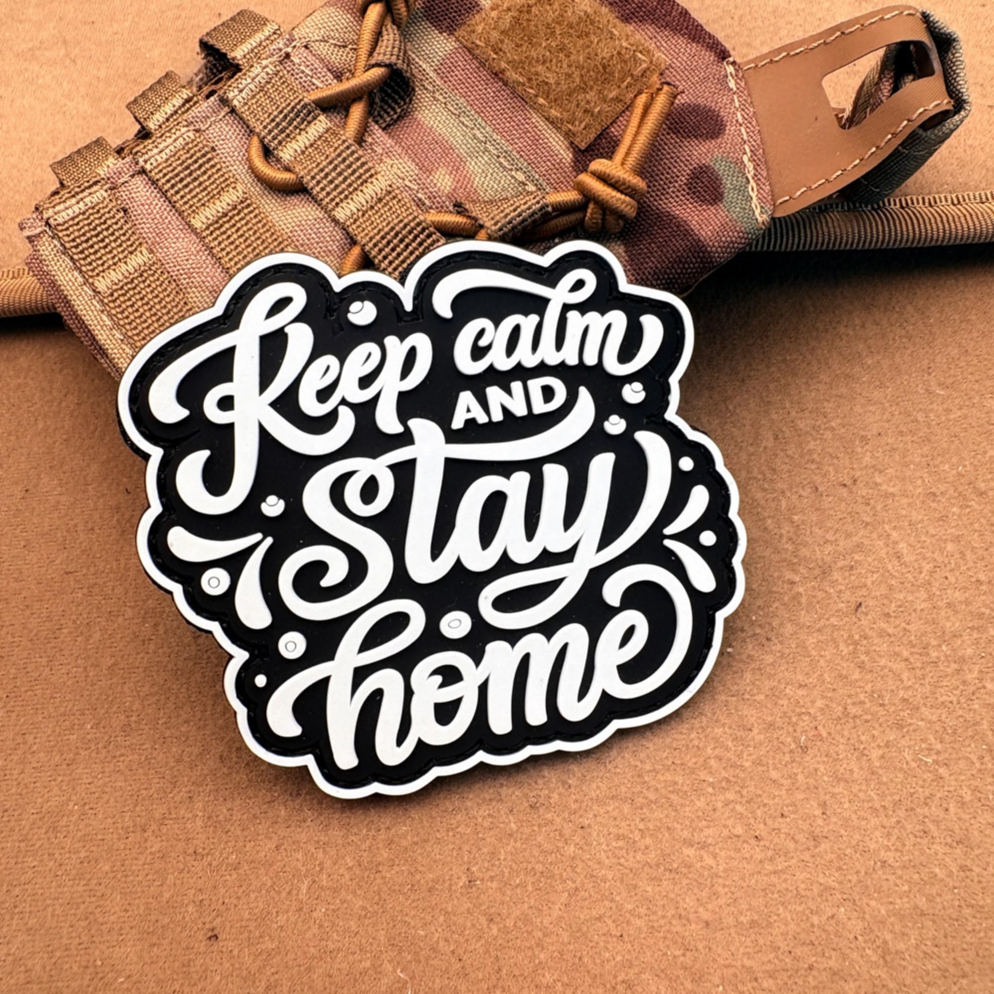 ODSP Keep Calm and Stay Home Luminous PVC Morale Patch, Hook Fastener Backing, 3.43 x 3.15 Inch - Image 5