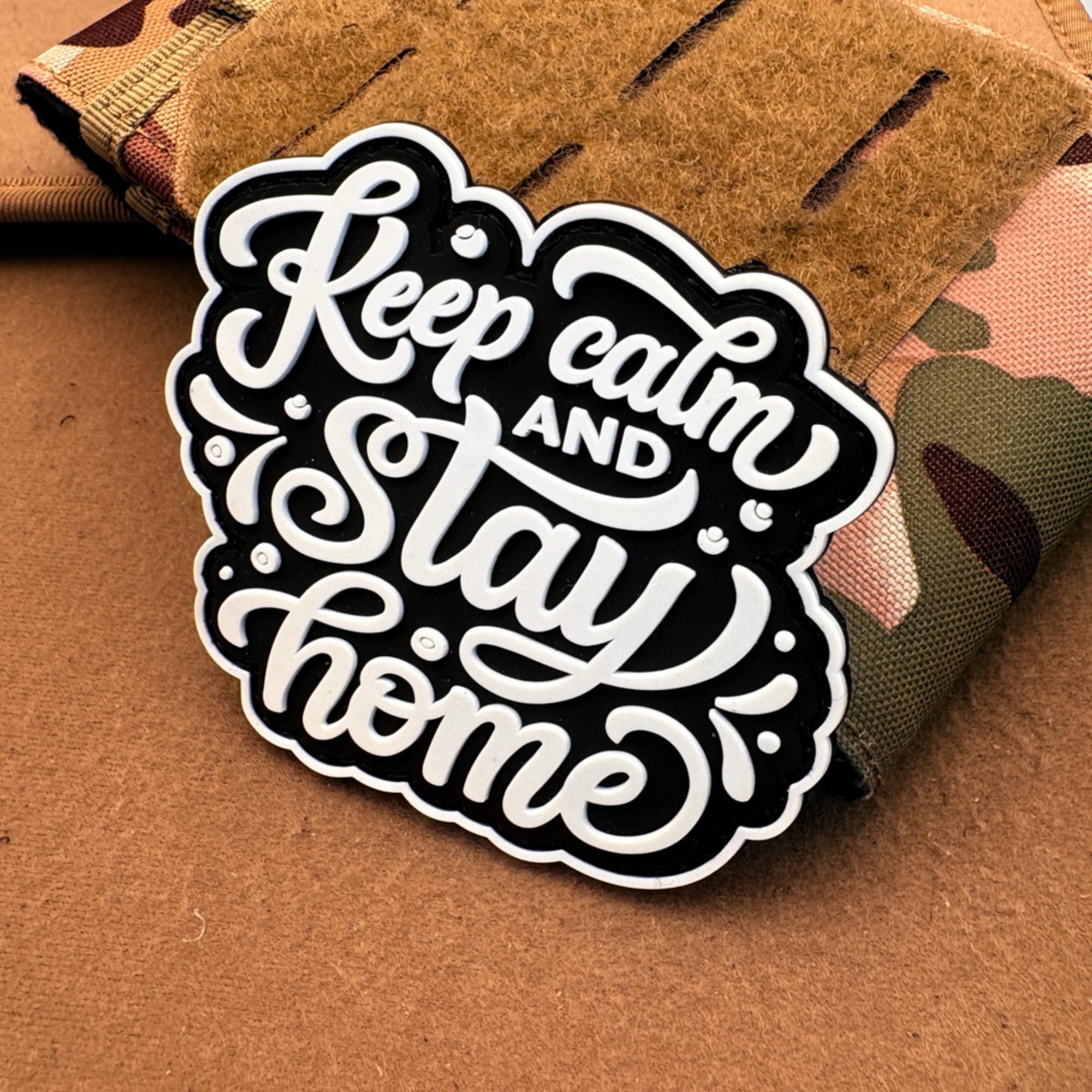 ODSP Keep Calm and Stay Home Luminous PVC Morale Patch, Hook Fastener Backing, 3.43 x 3.15 Inch - Image 6