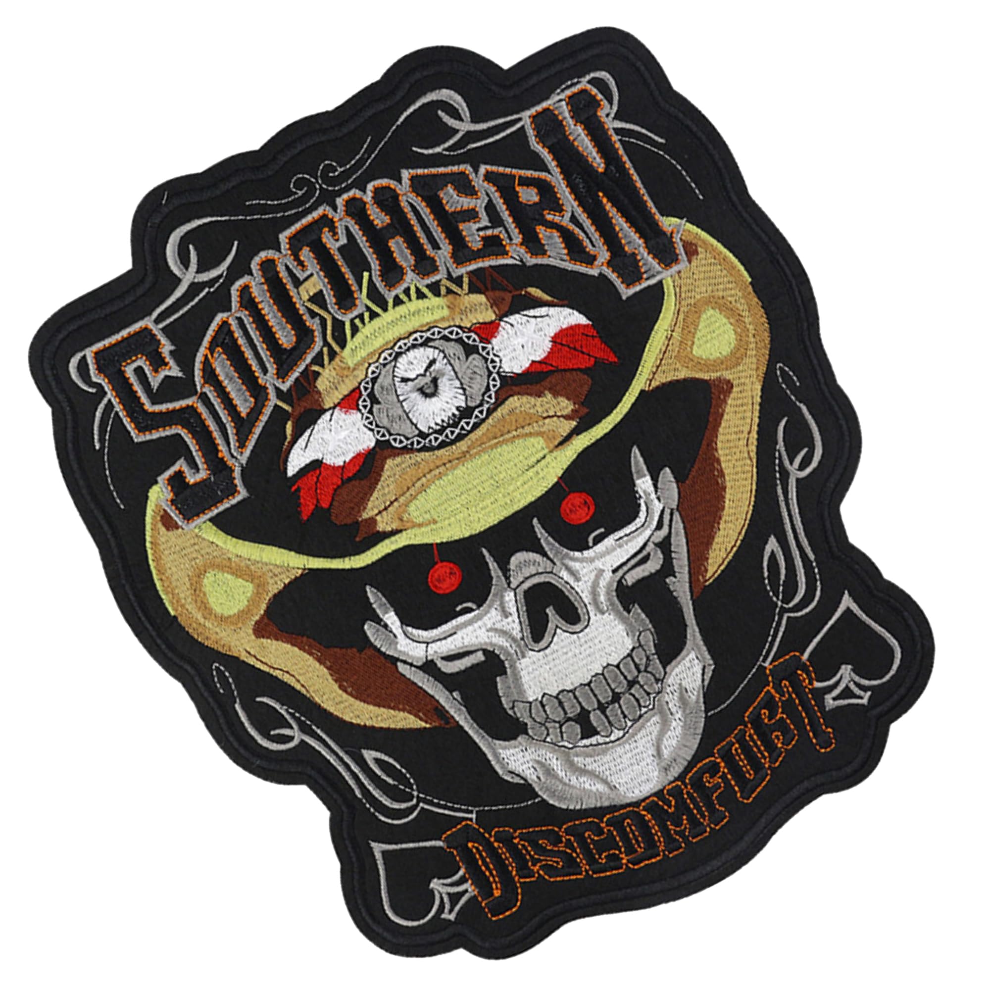 ODSP Large Skull Motorcycle Biker Embroidered Iron-on Patch, 9.8 x 11.4 inches, Black - Image 3