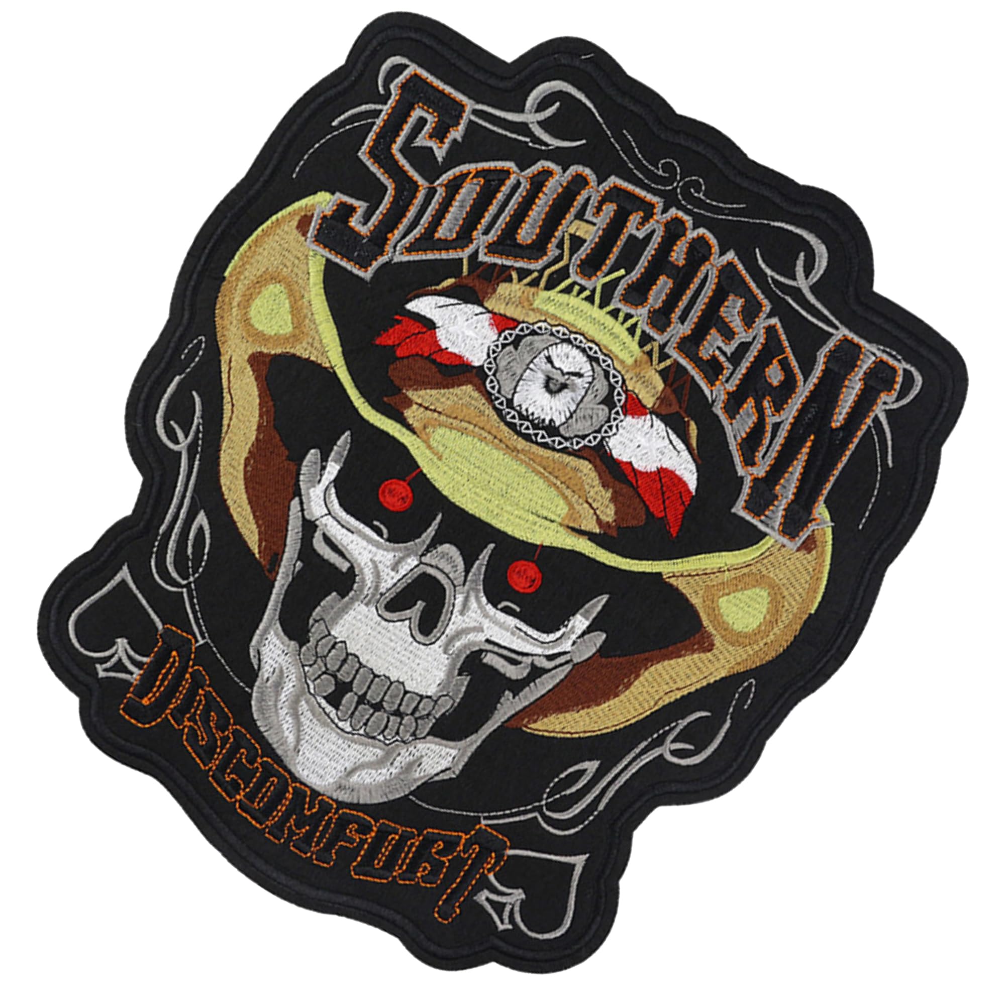 ODSP Large Skull Motorcycle Biker Embroidered Iron-on Patch, 9.8 x 11.4 inches, Black - Image 4