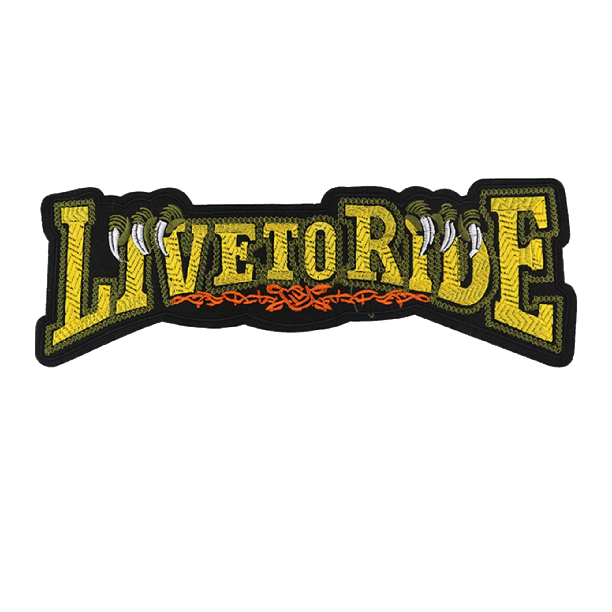 ODSP Live to Ride Large Motorcycle Iron-on Patch, Embroidered Fabric Applique, 12.4 x 4.3 Inches