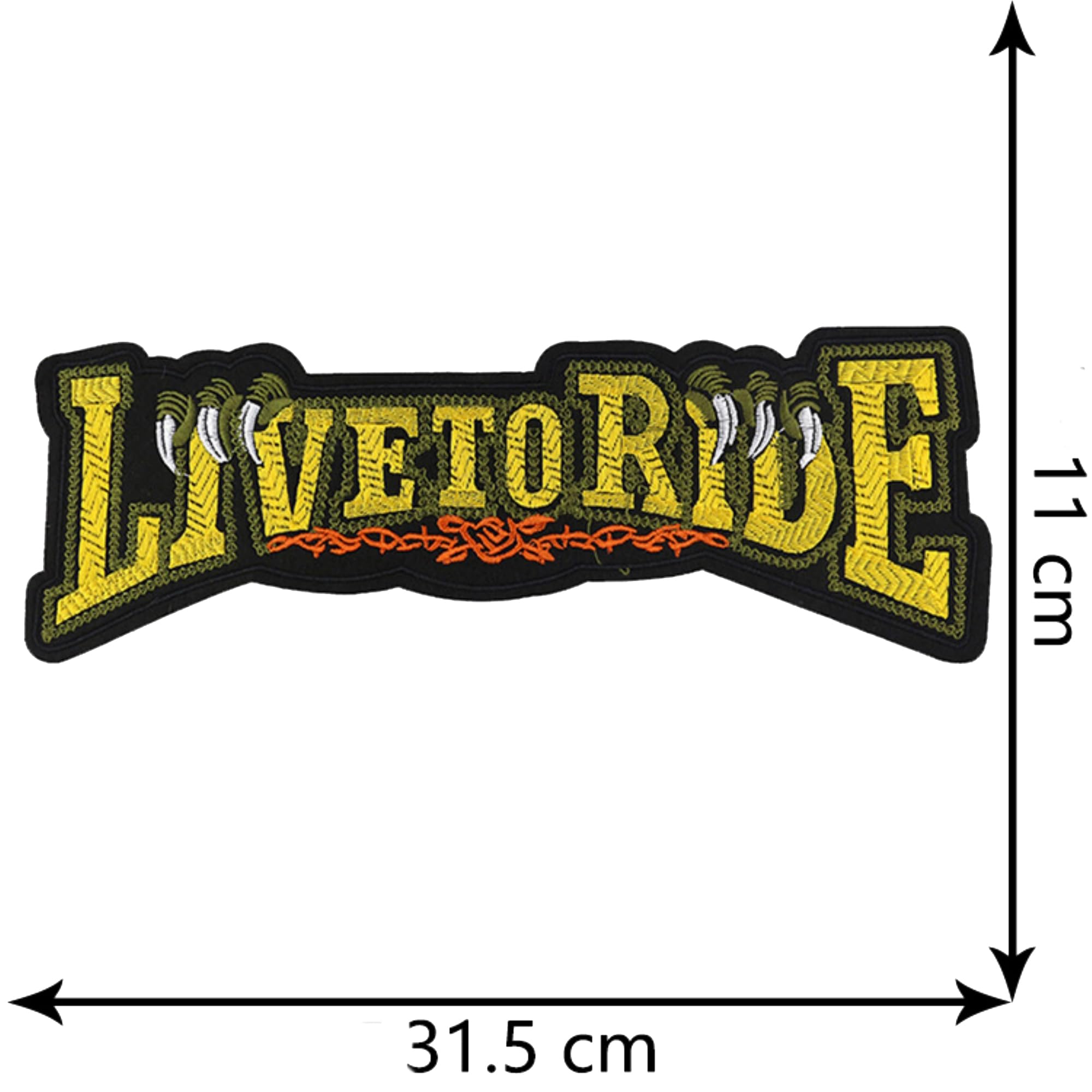 ODSP Live to Ride Large Motorcycle Iron-on Patch, Embroidered Fabric Applique, 12.4 x 4.3 Inches - Image 2