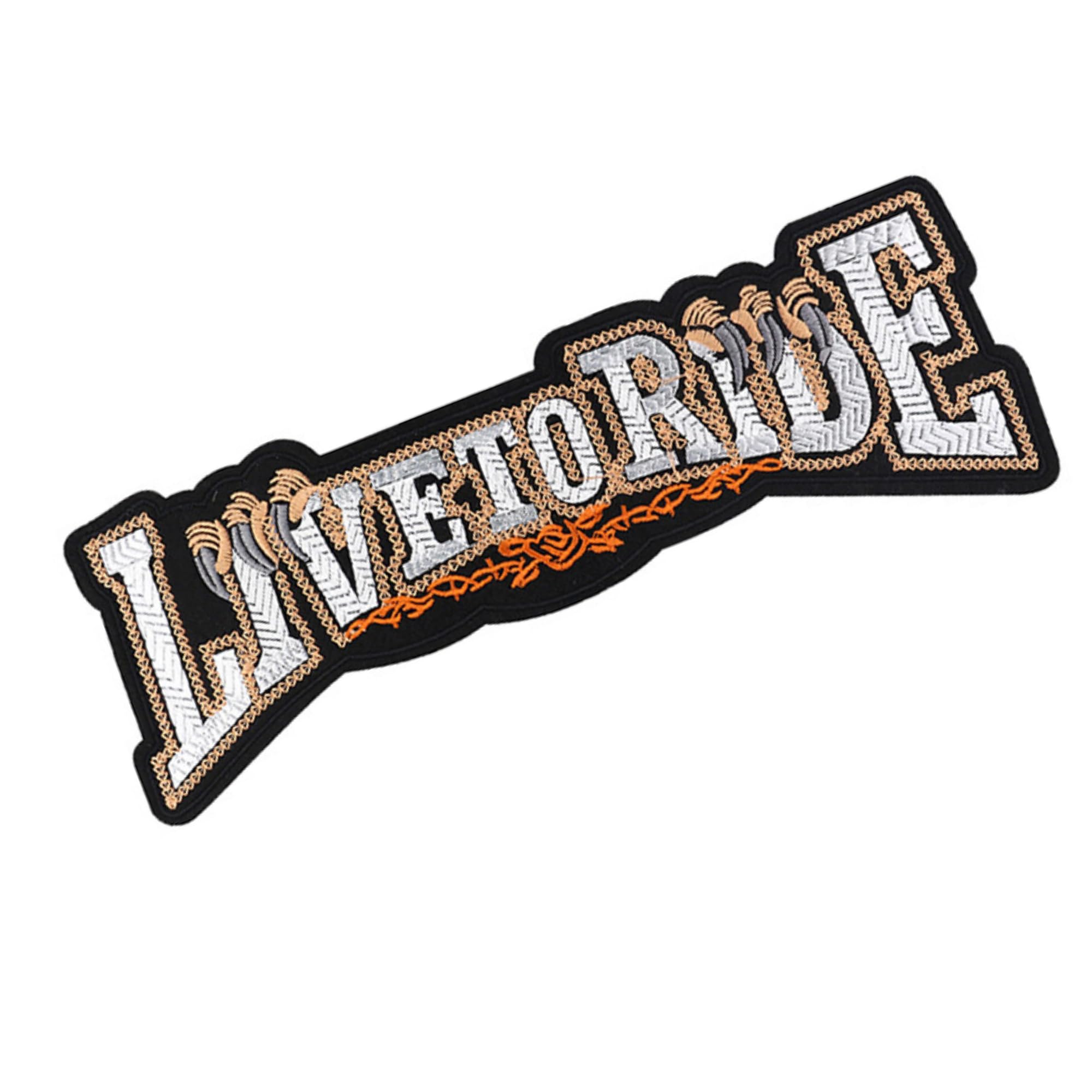 ODSP Live to Ride Large Motorcycle Iron-on Patch, Embroidered Fabric Applique, 12.4 x 4.3 Inches - Image 3
